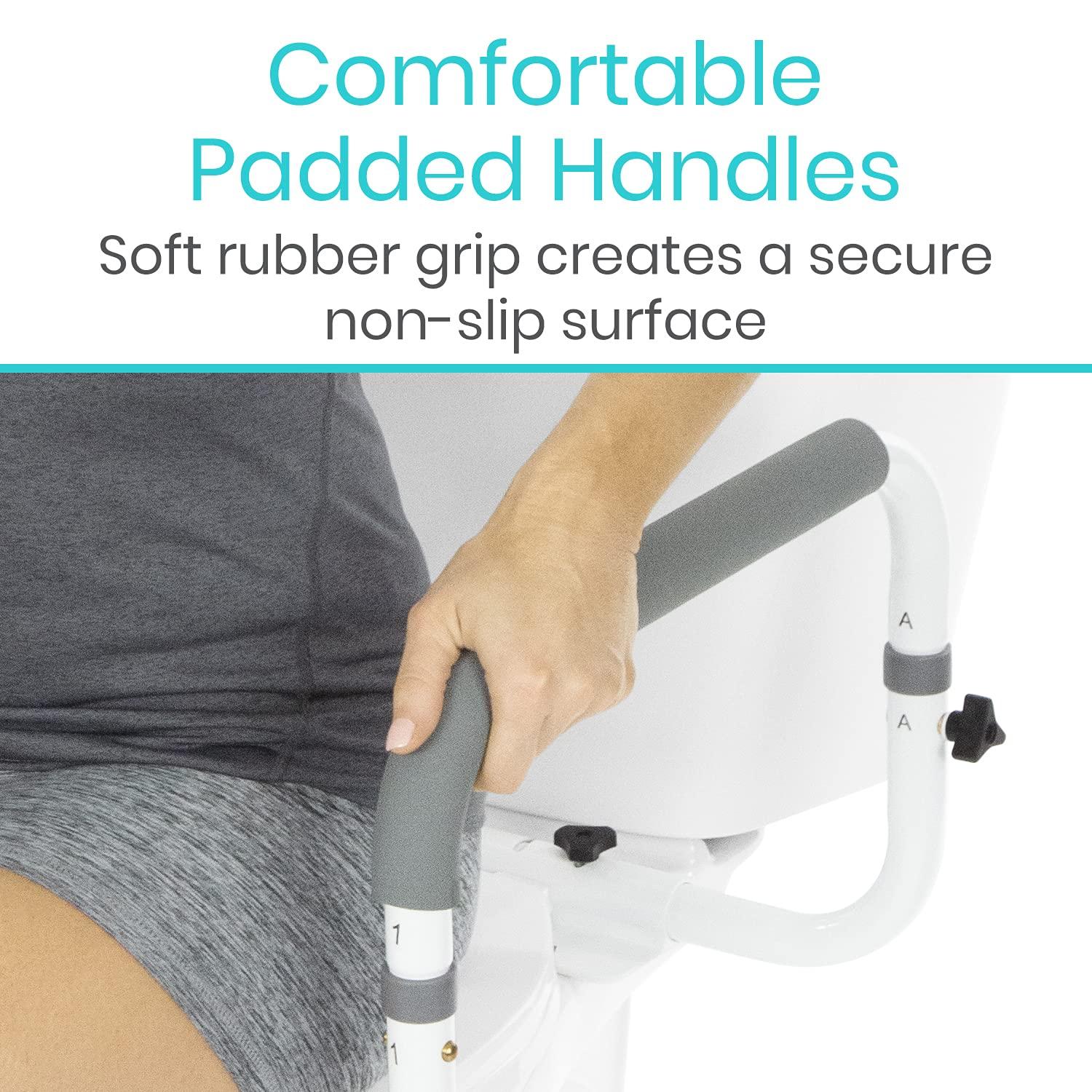 Vive Vive Toilet Safety Rail - Adjustable Grab Bar - Compact Support Frame with Handrail for Bathroom Toilet Seat - Easy Installation for Handicap Senior Bariatrics, Elderly Balance - Padded Hand Armrest