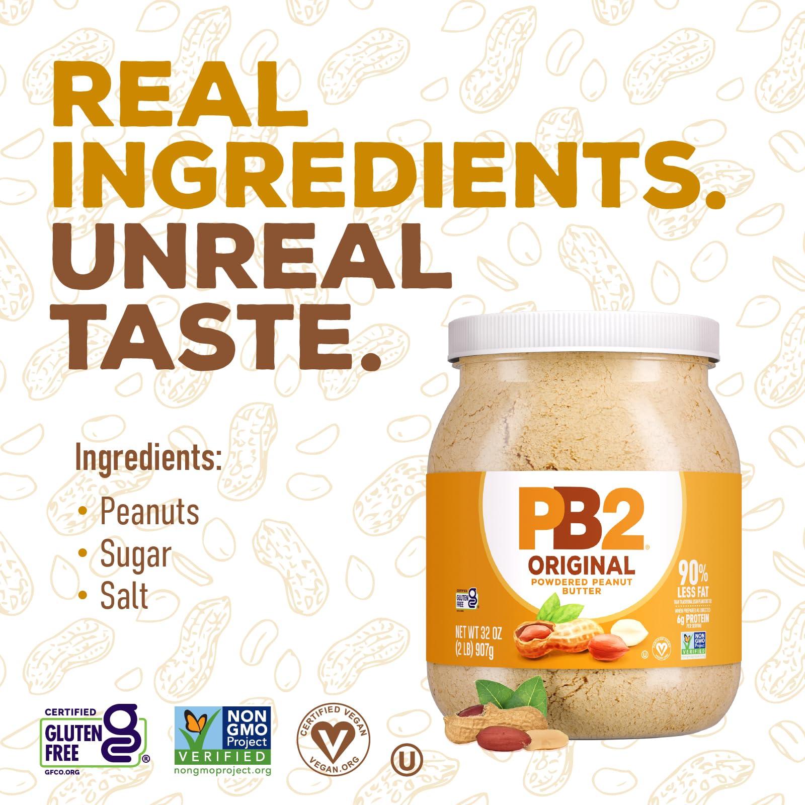 PB2 PB2 Powdered Peanut Butter Powder | Certified Gluten Free, Low-Carb, Keto Diet Friendly | Original Flavor with 6G of Protein, 90% Less Fat, 60 Calories Per Serving | Easy Mix for Healthy, Fit Diet