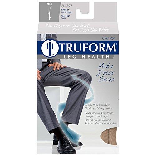 Truform Truform Compression Socks, 8-15 mmHg, Men's Dress Socks, Knee High Over Calf Length, Tan, Small