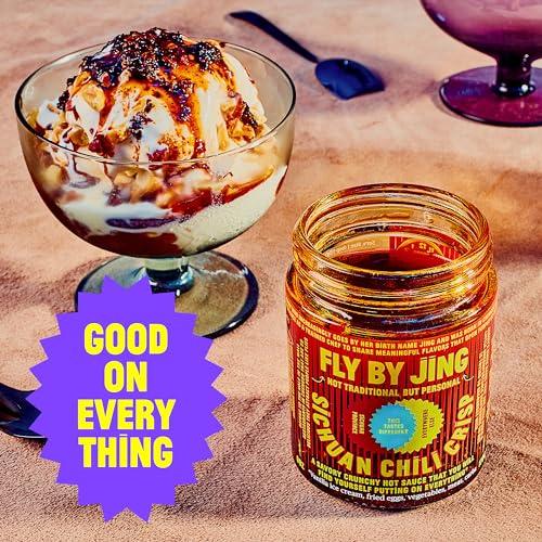 FLYBYJING FLYBYJING Sichuan Chili Crisp - Premium Spicy Savory All-Natural Vegan Chili Oil - Crunchy Hot Sauce, Good on Everything, Sugar Free - 6oz (Pack of 1)