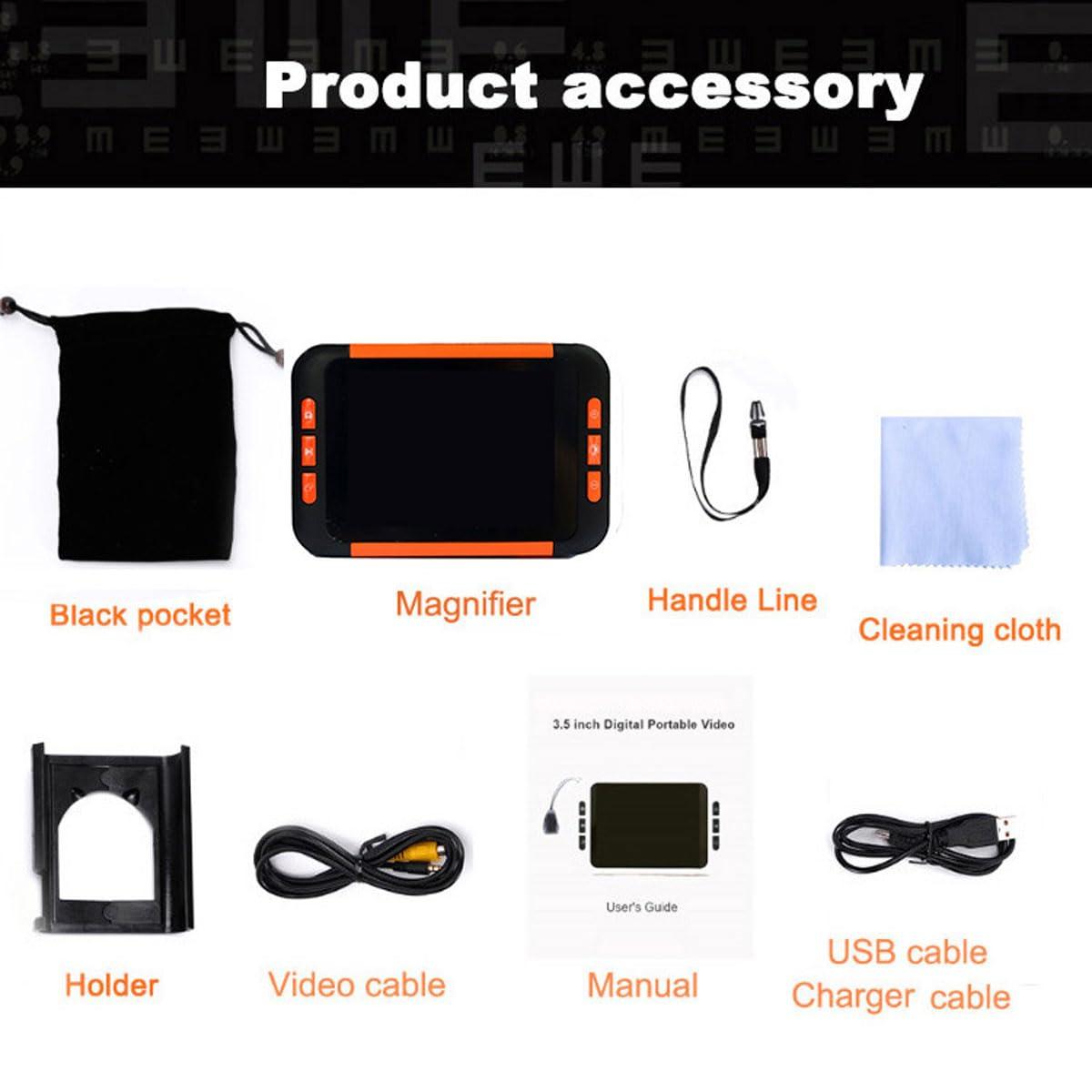 BDJSN BDJSN Portable Electronic Vision Aid, 3.5inch Magnifying Glass, 32x Handheld Large Screen Digital Vision Aid, Can Take Pictures and Connect to TV for The Elderly and Visually Impaired for Reading