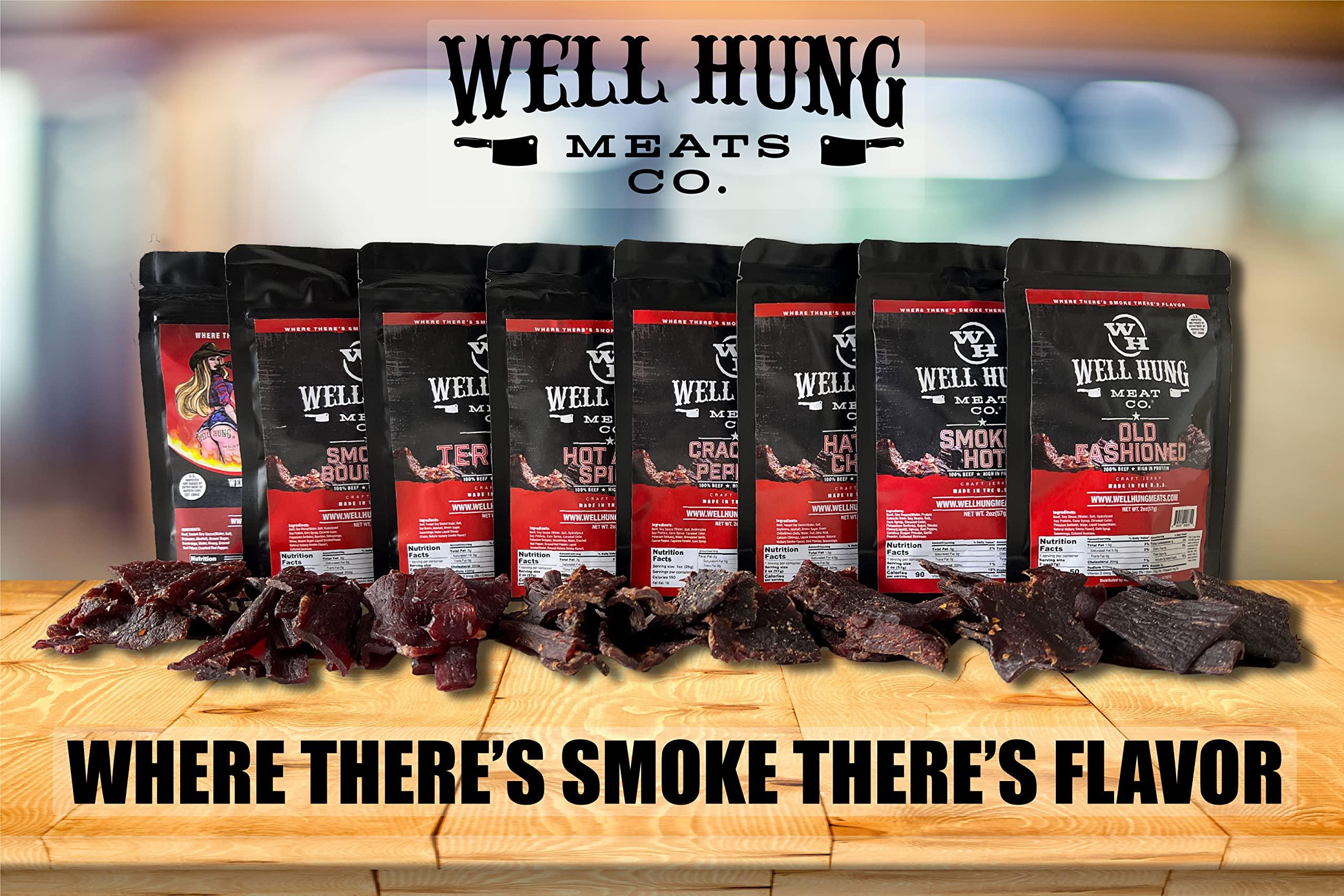 Well Hung Well Hung Meats 8-Pack Sampler Craft Beef Jerky 8x2oz Resealable Bags