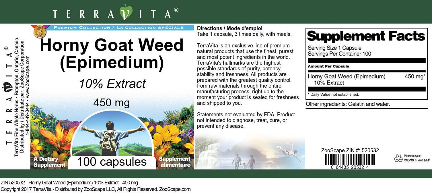 Terravita Epimedium 10% - 450 mg (100 Capsules, ZIN: 520532) - 3 Pack