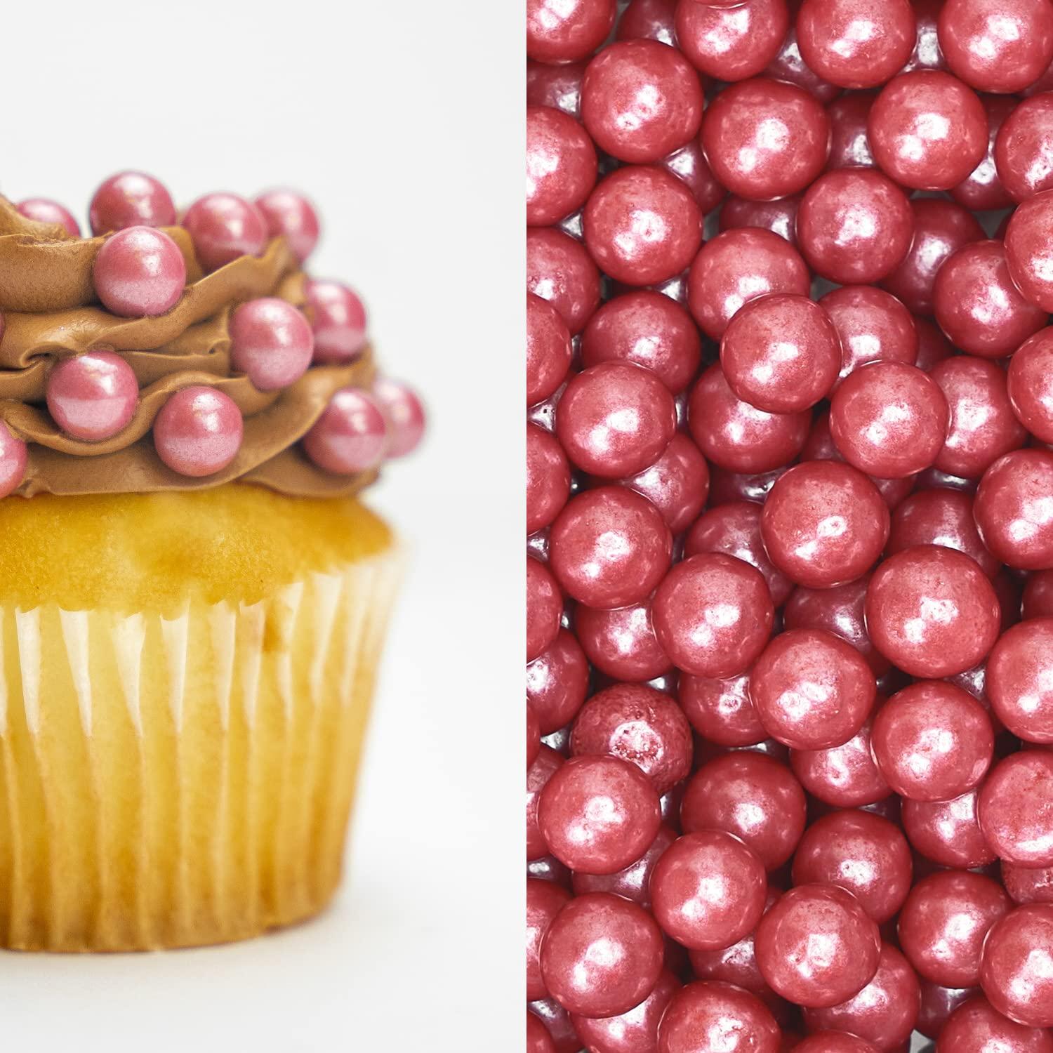 Bakell Krazy Sprinkles Rose Gold Pearl 8mm Beads - (1/2 cup 1x Jar) | Sprinkles for Baking & Decorating by Bakell