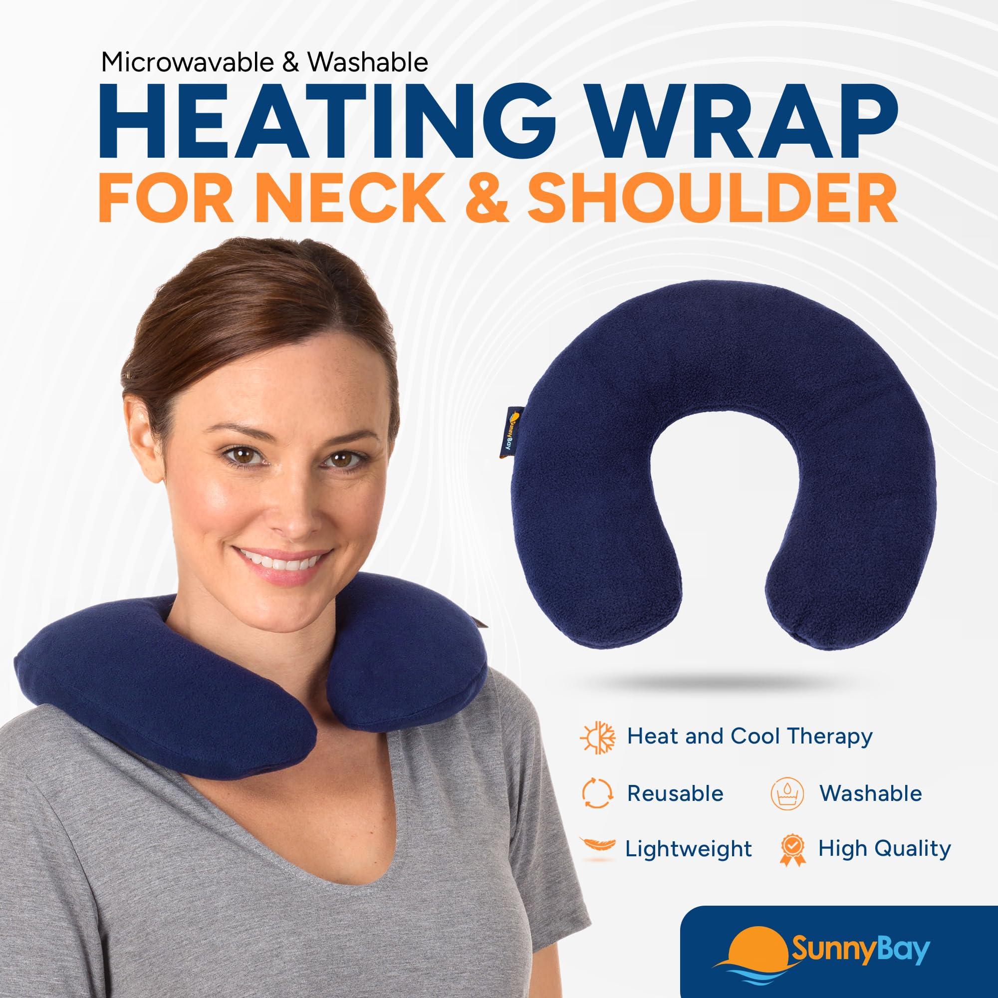 SunnyBay SunnyBay Microwave Heating Pad, Microwavable Heated Neck Pillow for Moist Hot Therapy, Heated Neck and Shoulder Wrap with Wheat Filling and Washable Cover, 12\"X12\"X2\", 2.5 lbs, Navy Blue