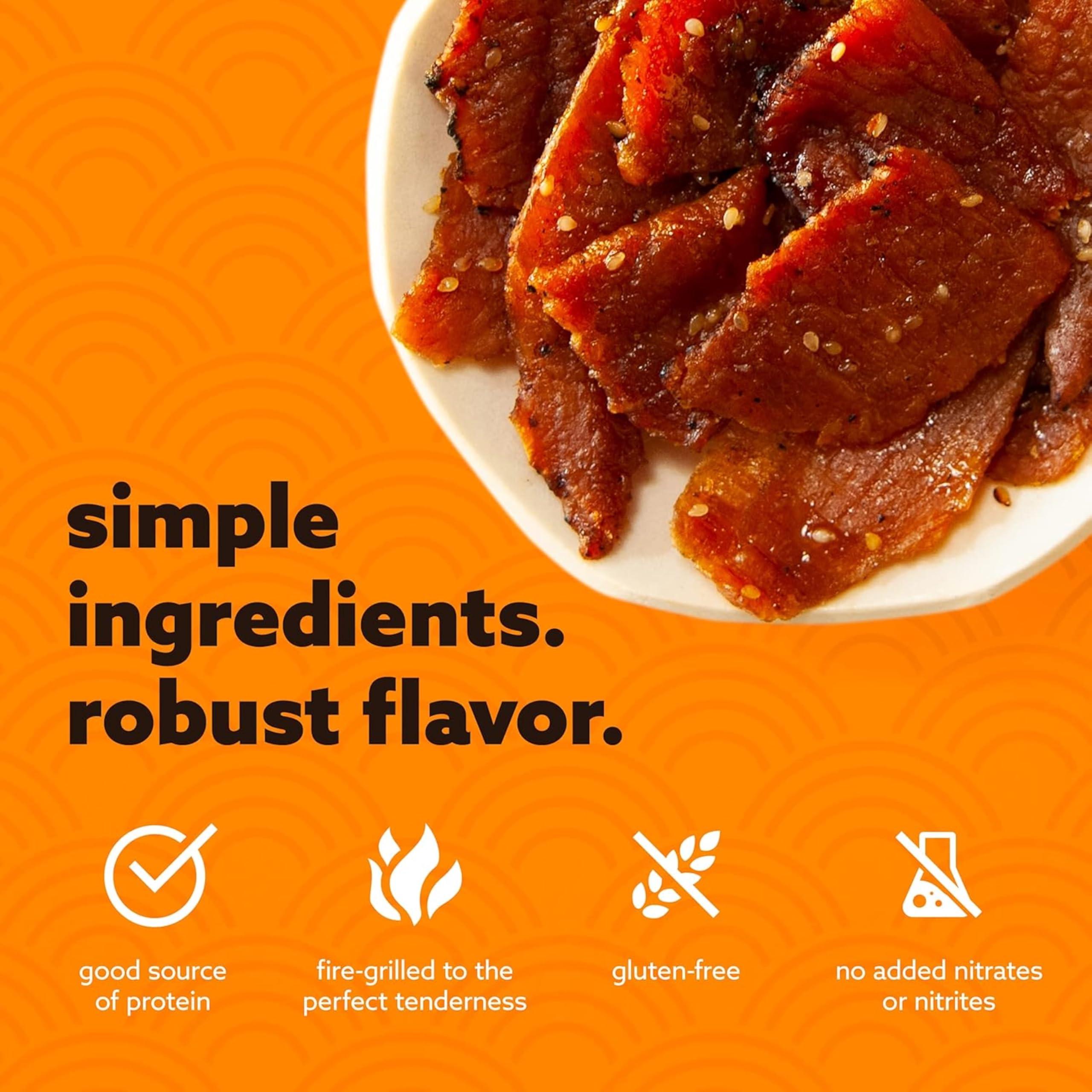 Golden Island Golden Island Pork Jerky Korean BBQ Flavored, Specialty Meat Snack, Gluten Free with Korean Barbecue Seasoning, Bite Sized Sweet and Savory Protein Snack, 7g of Protein Per Serving, 9 Oz (2 Pack)