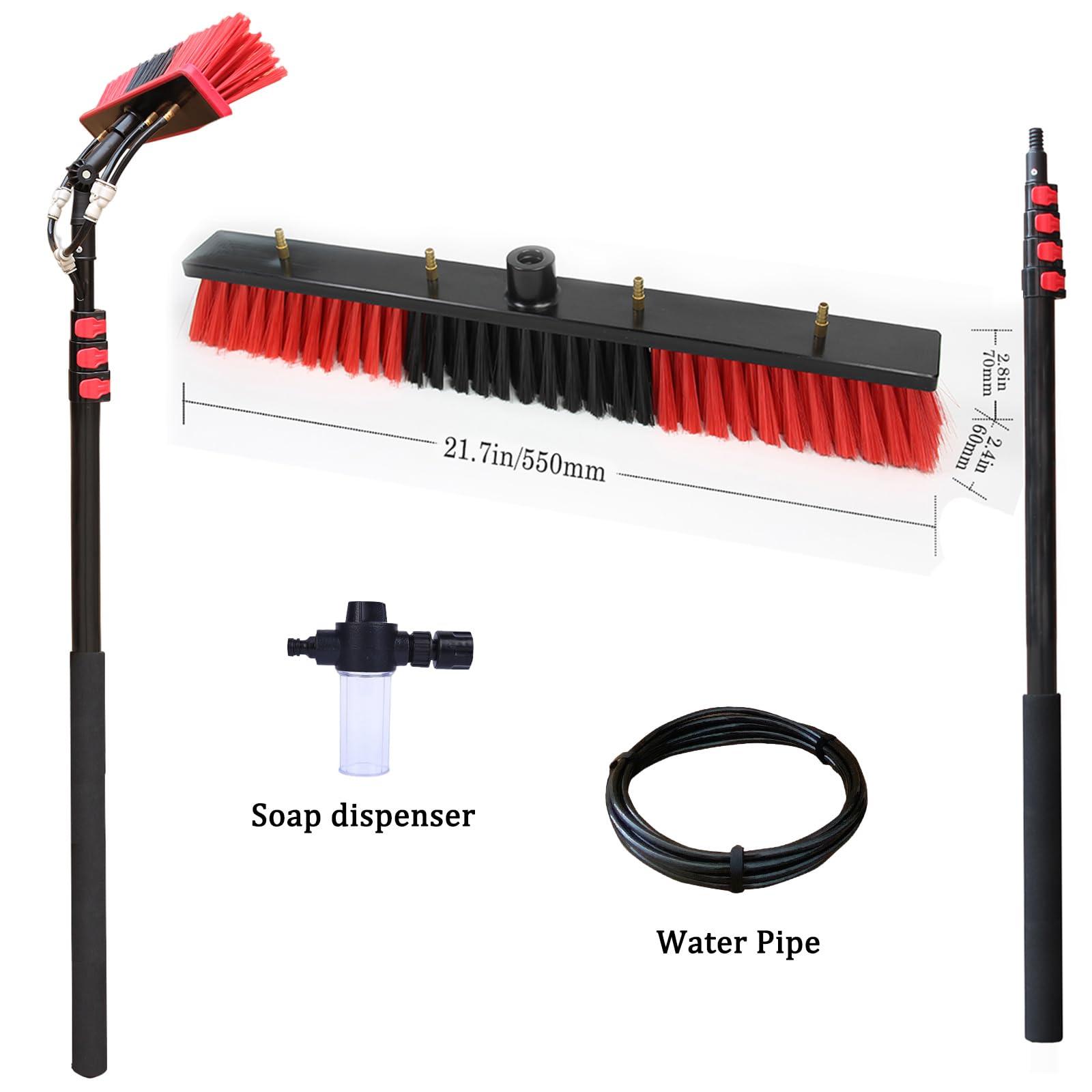 WWTSMYXGS 3.6-10.8 M Telescopic Brush, Water Fed Window Cleaning Pole, Soap Dispenser, Window Cleaning Pole, Water Fed Telescopic Brush, Window Roof Cleaning Equipment (55cm Brush,3.6M)