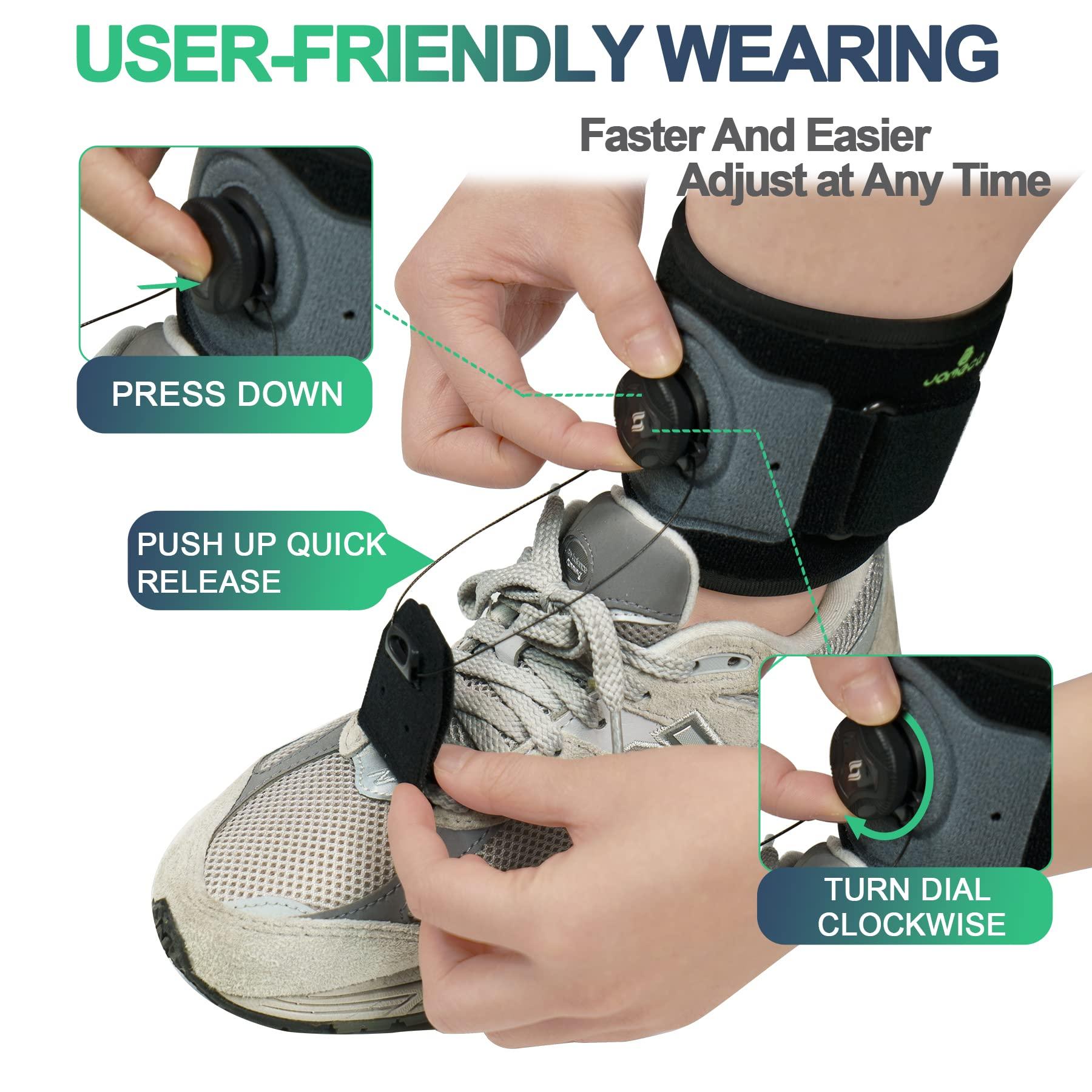 JOMECA JOMECA Drop Foot Brace with Reel-Adjust Dorsiflexion Drop Foot Support Lifting Up Foot Drop Brace for Walking with Shoes for Foot Drop Cause by ALS,MS,Stroke,Diabetic Neuropathy AFO Fit Women & Men