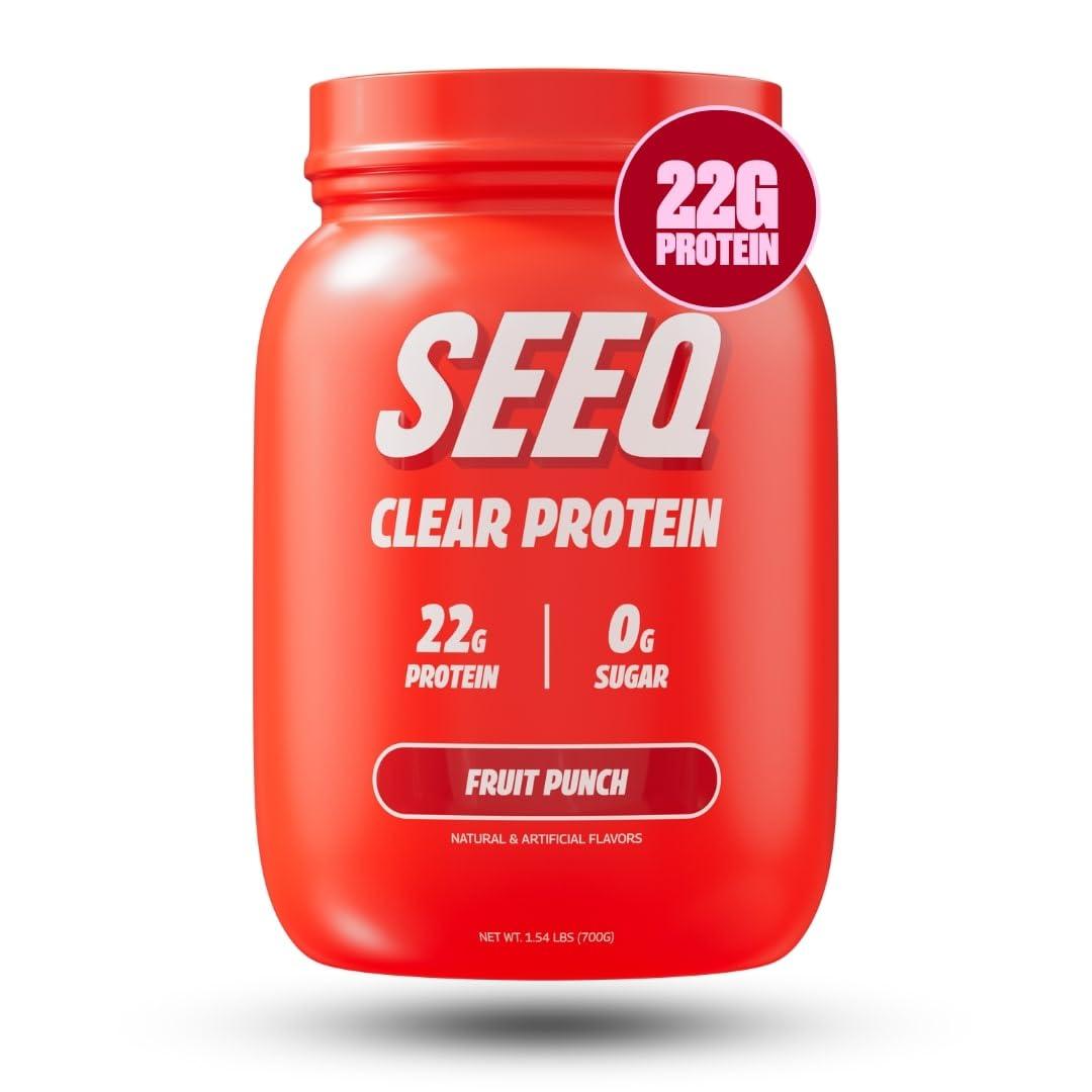 SEEQ SEEQ Clear Whey Isolate Protein Powder, Fruit Punch, 25 Servings, 22g Protein Per Serving, Sugar-Free, Keto-Friendly, Soy-Free Clear Protein Powder, Juice-Like Protein
