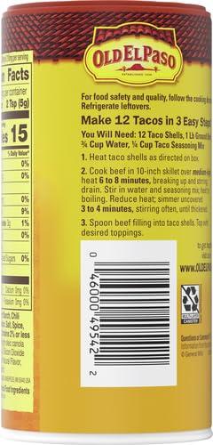 Old El Paso Old El Paso Taco Seasoning, 25% Less Sodium, Large Size, 6.25 oz.