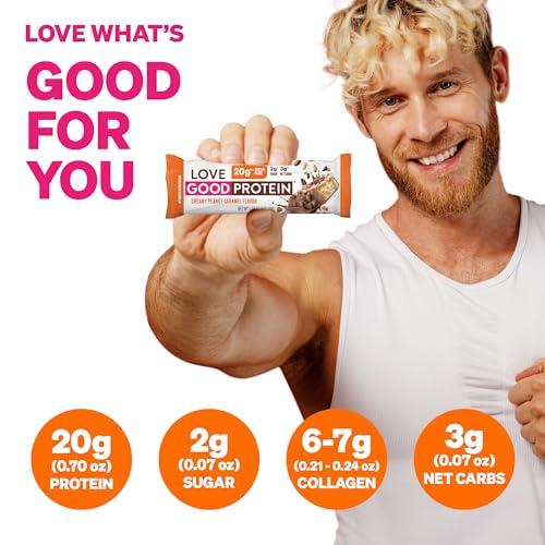 LOVE GOOD FATS Love Good Fats High Protein Bars - Peanut Caramel Protein Bar - 12 Pack
