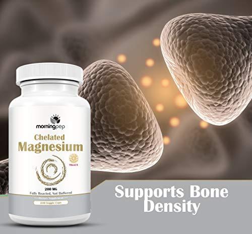 Morning Pep Magnesium Bisglycinate Chelate 240 Vegi Caps 200mg Elemental per Serving