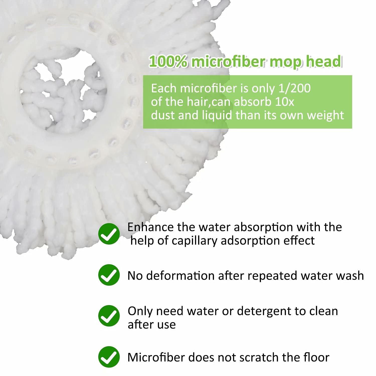 ANBOO Mop Head for Hurricane Spin Mop Microfiber Mop Head for 360°Spin Magic Mop Refills Round Standard Size Mop Pads 4 Packs