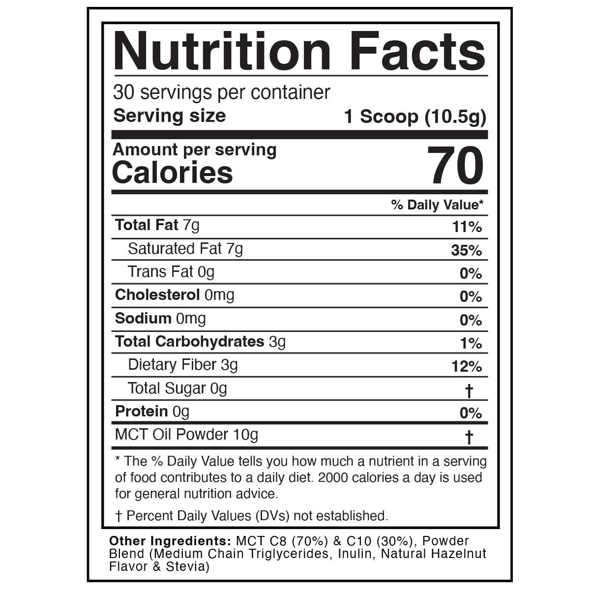 Divine Health Dr. Colbert MD MCT Oil Powder | Hazelnut Flavor | by Divine Health | Recommended in The Keto Zone Diet book | 70% C8 | 30% C10 | 0 Net Carbs | Alternative to Coffee Creamer | 315g