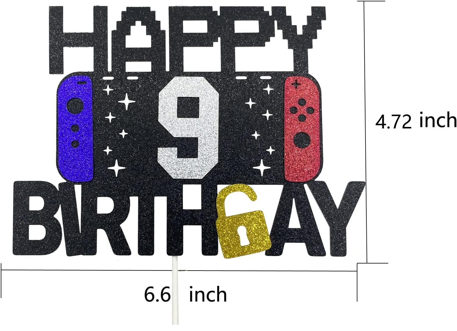 keonsatrz Happy 9th Birthday Video Game Cake Topper for Kids Boys Girls 9-Years-Old Birthday Party Decoration - Level 9th Birthday Cake Topper (happy 9th birthday)