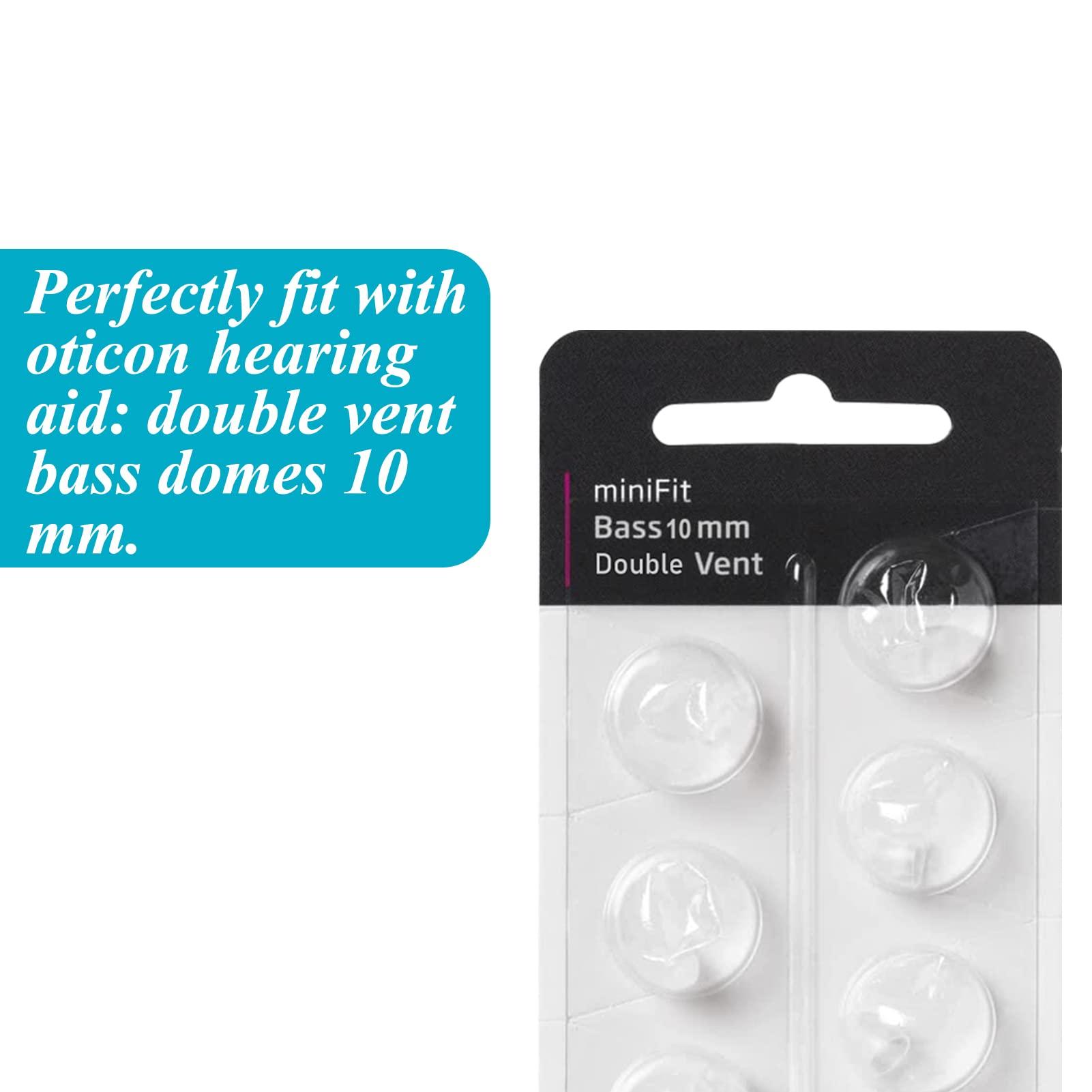 KH HAIKE Hearing Aid Domes for Oticon Replacements, Oticon Minifit Double Vent Bass Domes (10 mm/2 Packs, Universal Domes for Oticon Hearing Aid Supplies.