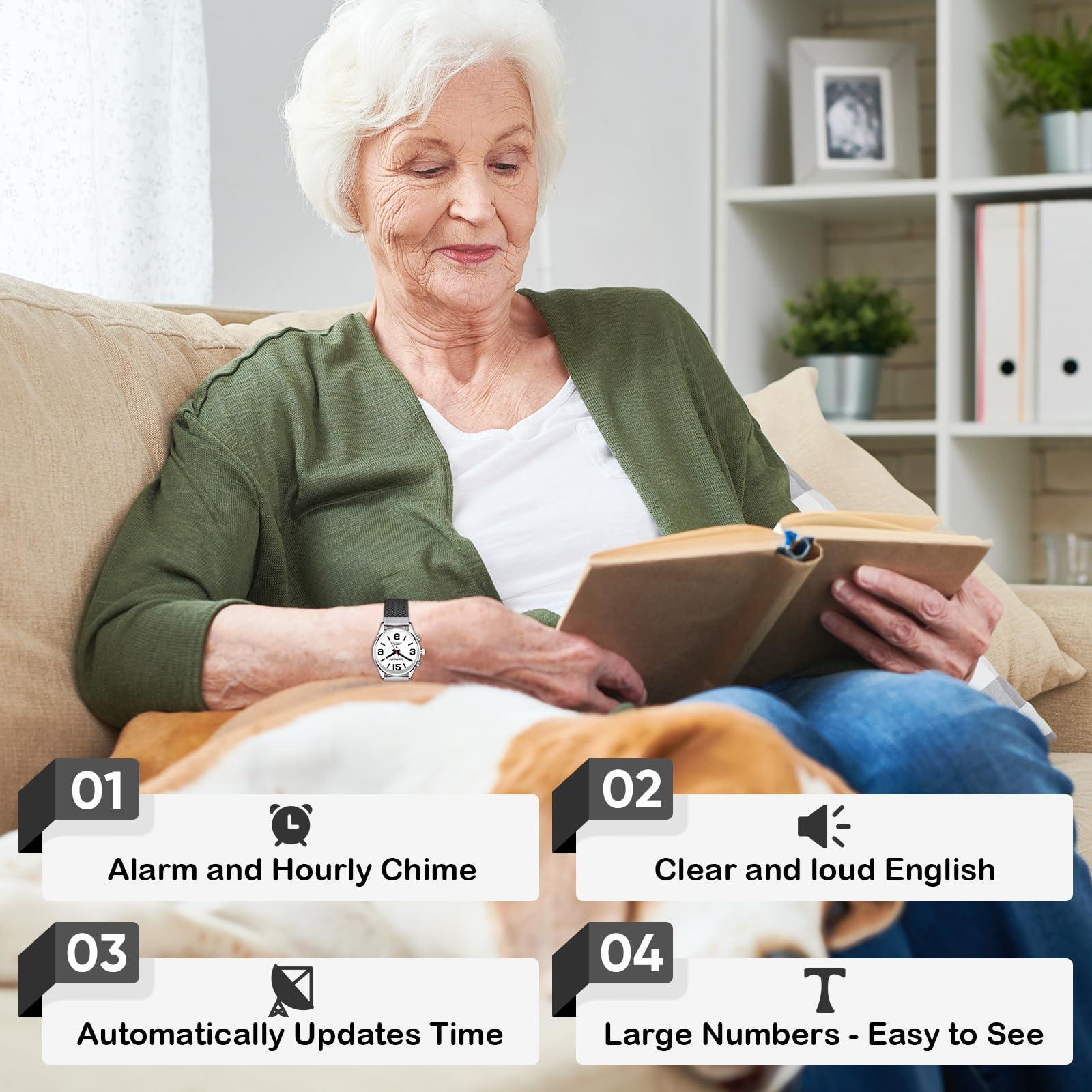 Hearkent Hearkent Talking Watch for Visually Impaired and Seniors Large Numbers, Voice Watch for Blind and Elderly, Talking Watch with Clear American Accent Women(Black)