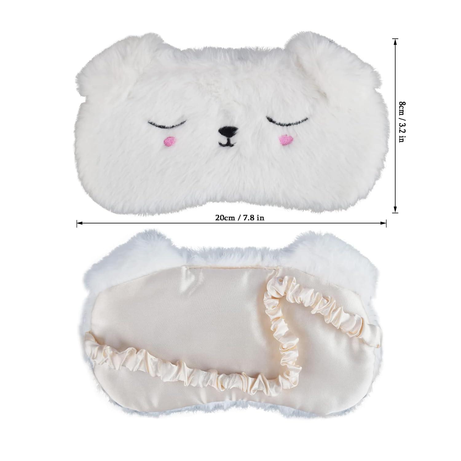 Ulbemoll Ulbemoll Cute Sleeping Mask, White Dog Soft Plush Fluffy Sleep Mask Funny Cartoon Puppy Blindfold Novelty Eye Cover Eyeshade Shade for Kids Girls and Adult Travel (White, Dog)