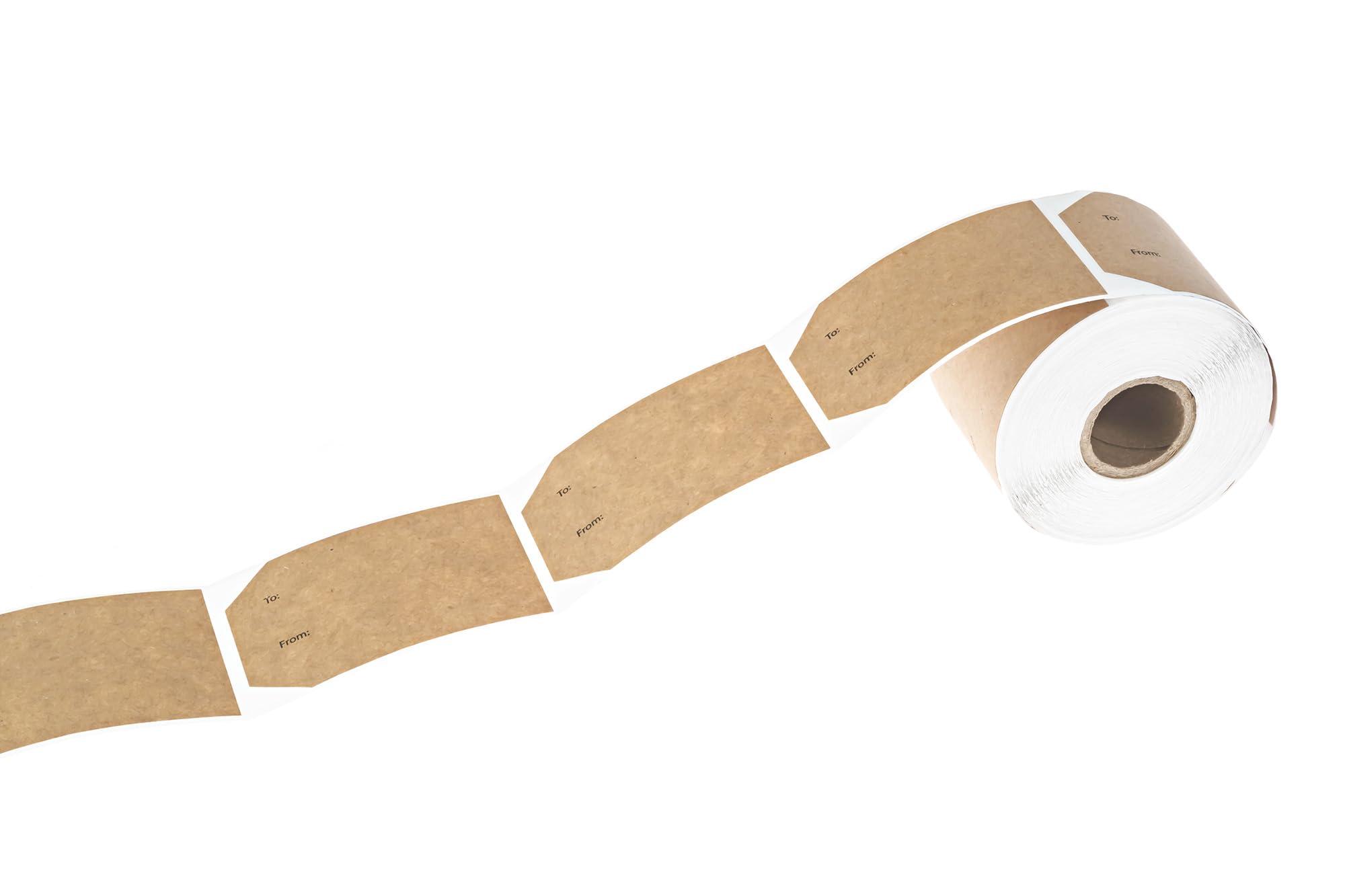 SBLABELS 2\" x 3\" to from Brown Kraft Gift Tag Stickers / 250 Modern Present Label Roll/Fill in to and from Favor Sticker/Made in The USA