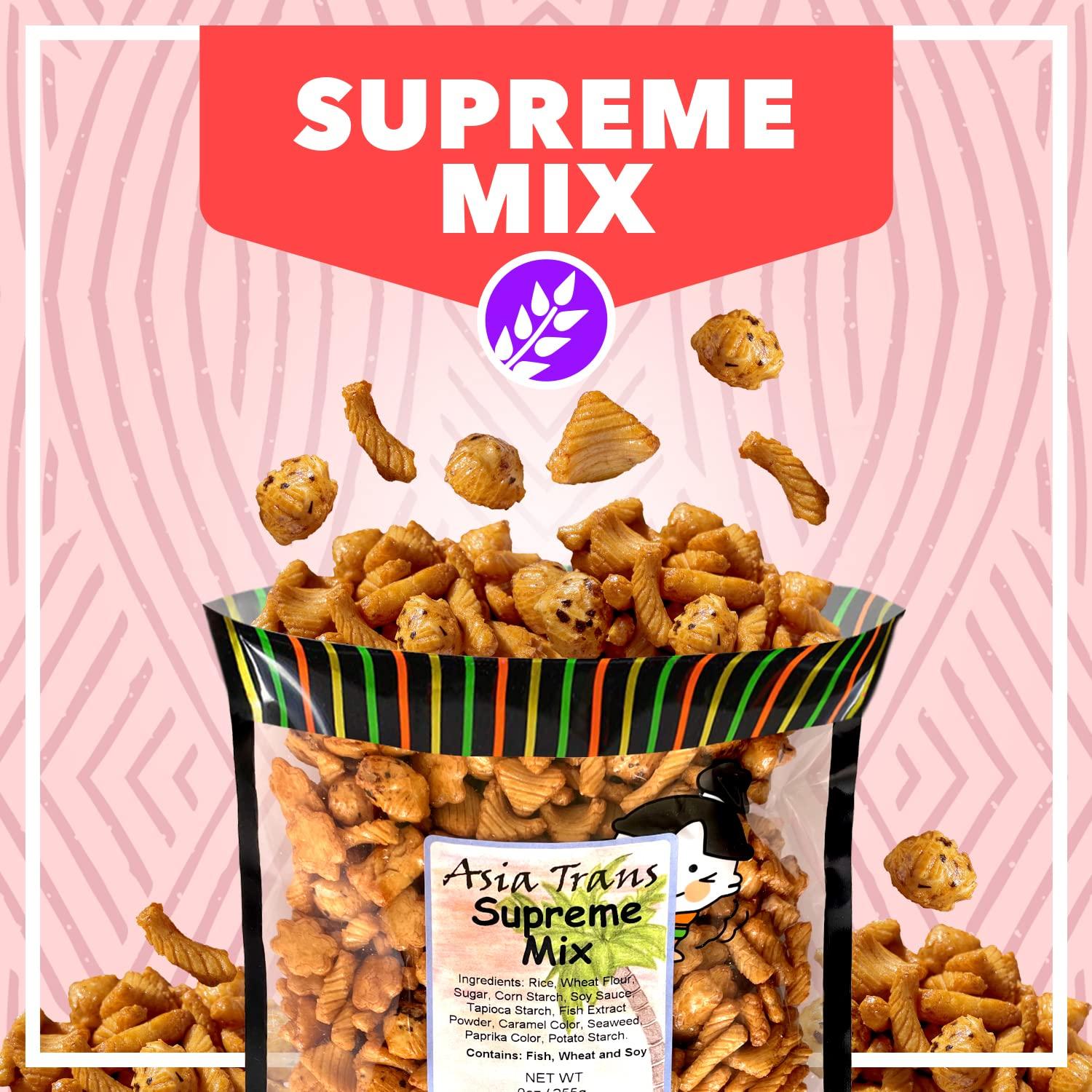 Snack Hawaii Traditional Supreme Mix Arare Rice Crackers - Mochi Crunch Asian Snack Mix - Sweet, Salty, and Umami Flavor - Crunchy On-The-Go Snack For Any Occasion - 9 Ounce