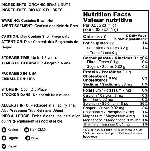 Food to Live Food to Live - Organic Brazil Nuts, 8 Ounces Non-GMO, Raw, Whole, No Shell, Unsalted, Kosher, Vegan, Keto, Paleo Friendly, Bulk, Rich in Selenium