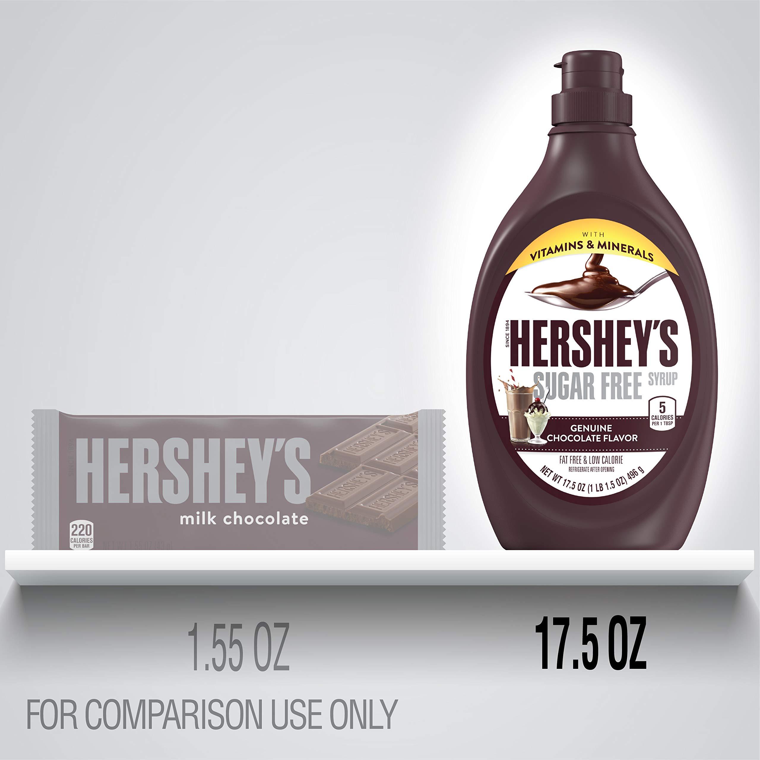 HERSHEY'S HERSHEY\'S Zero Sugar Chocolate Syrup Bottles, 17.5 oz (6 Count)