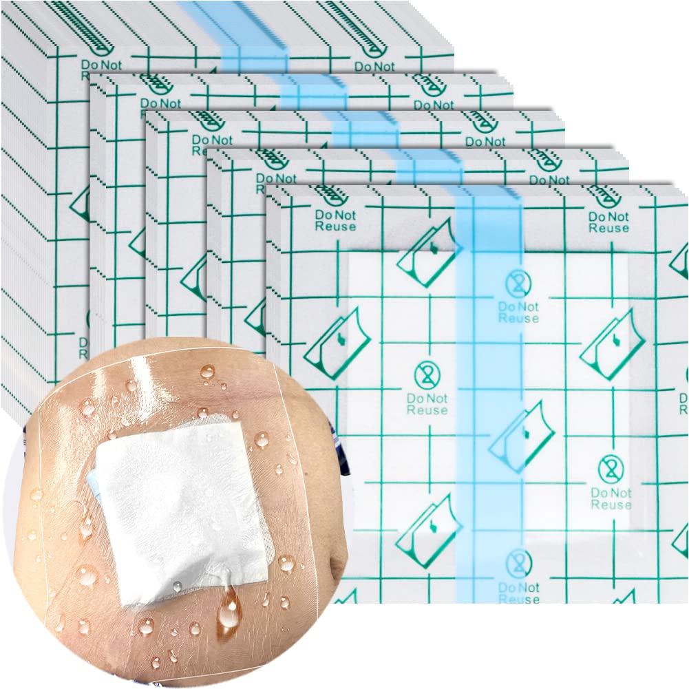EaseToU EaseToU Waterproof Dialysis Catheter Shower Cover 8x8 - No Glue On The Center of The Patch, PD Peritoneal Dialysis Port Shower Protector Shield Island Bandage Dressing Patch Accessories (Pack of 25)