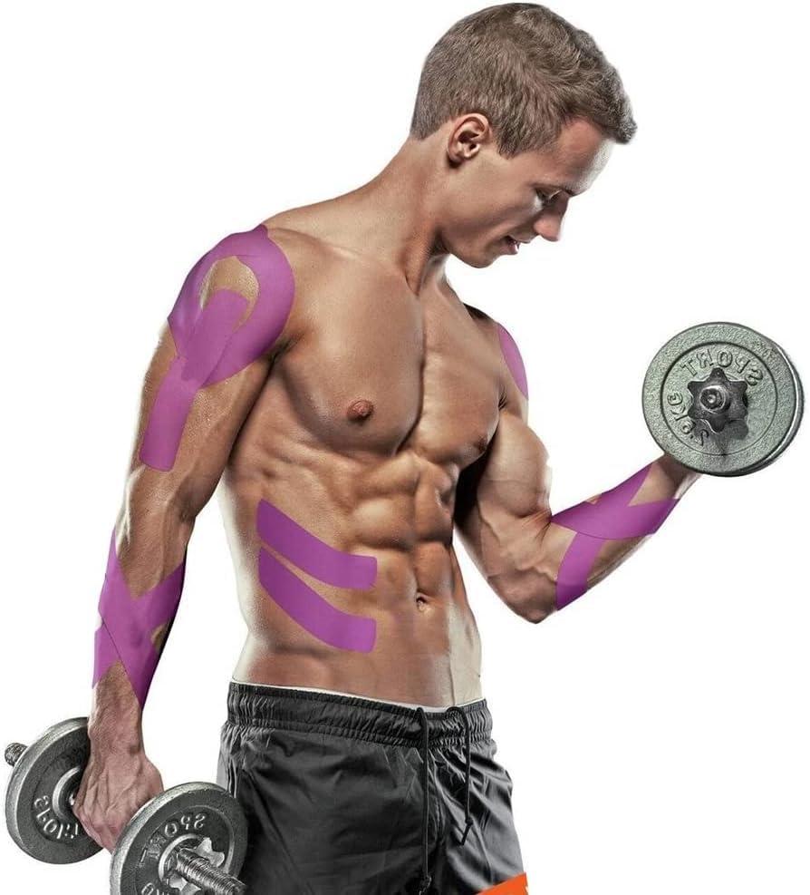 ANAMPION Kinesiology Tape Pro Athletic Sports (60 Precut Strips) Waterproof Breathable Athletic Elastic Kneepad Muscles & Joints Pain Relief Knee Taping for Gym Fitness Running Tennis Swimming FootballBlack