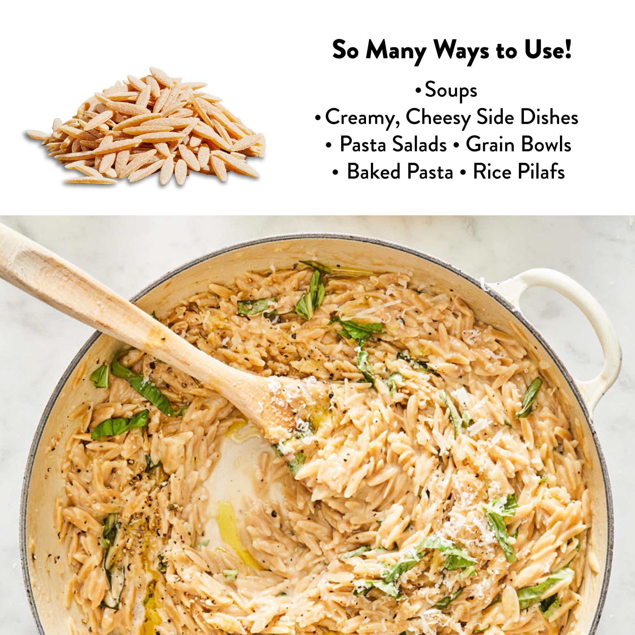 DeLallo DeLallo Whole Wheat Orzo Pasta, 1 Pound Bag, 4 Pack, Organic, 100% Durum Wheat Flour, Made in Italy, High Protein