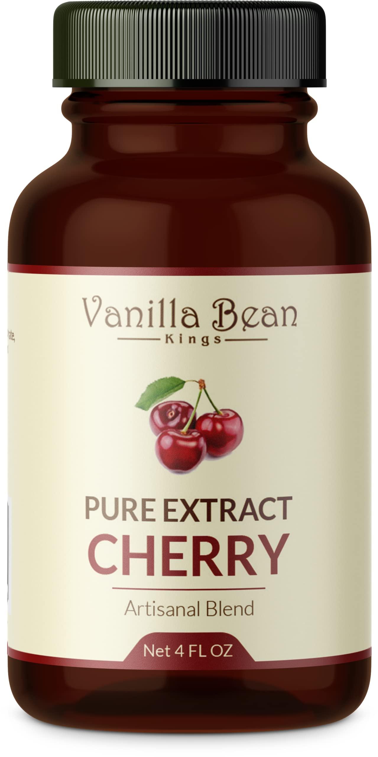 Vanilla Bean Kings Pure Cherry Extract for Baking and Flavoring - 4 OZ - Premium Quality Natural Flavors for Baked Goods, Desserts, & Cooking