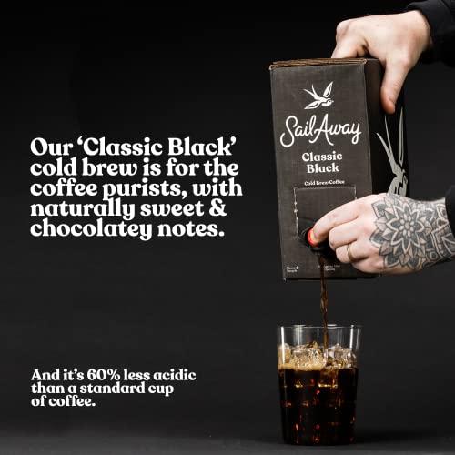 Sail Away Coffee Co. Sail Away Coffee Cold Brew Coffee Box Taps- Less Acidic Coffee Beverages | 120mg Caffeine, Gluten Free, Organic, Keto, Classic Black, 96 Fl. Oz.