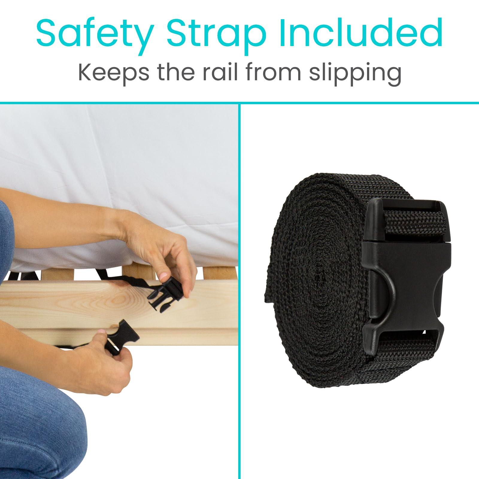 Vive Vive Bed Assist Rail for Elderly Adults Safety - Height Adjustable Bed Cane with Handrails for Bedroom - Compact Bedside Hand Railing for Home & Hospital - Fits Queen, King, Twin, Full Mattress