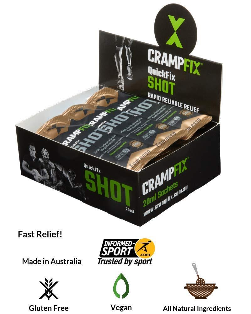 CRAMPFIX CrampFix Sports Shot, Prevents and Relieves Muscle Cramps in Seconds, Easy Carry Sachets, 15 Pack, All Natural, Espresso with Caffeine