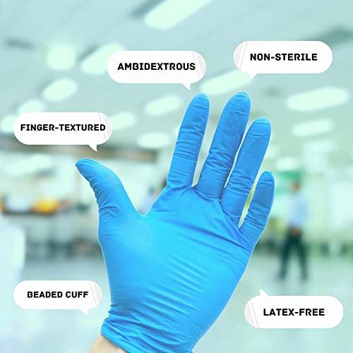 PackagingSuppliesByMail PackagingSuppliesByMail PSBM Nitrile Gloves, Blue, Size Small, 3 Mil, 1000 Count, Powder and Latex Free Disposable Gloves
