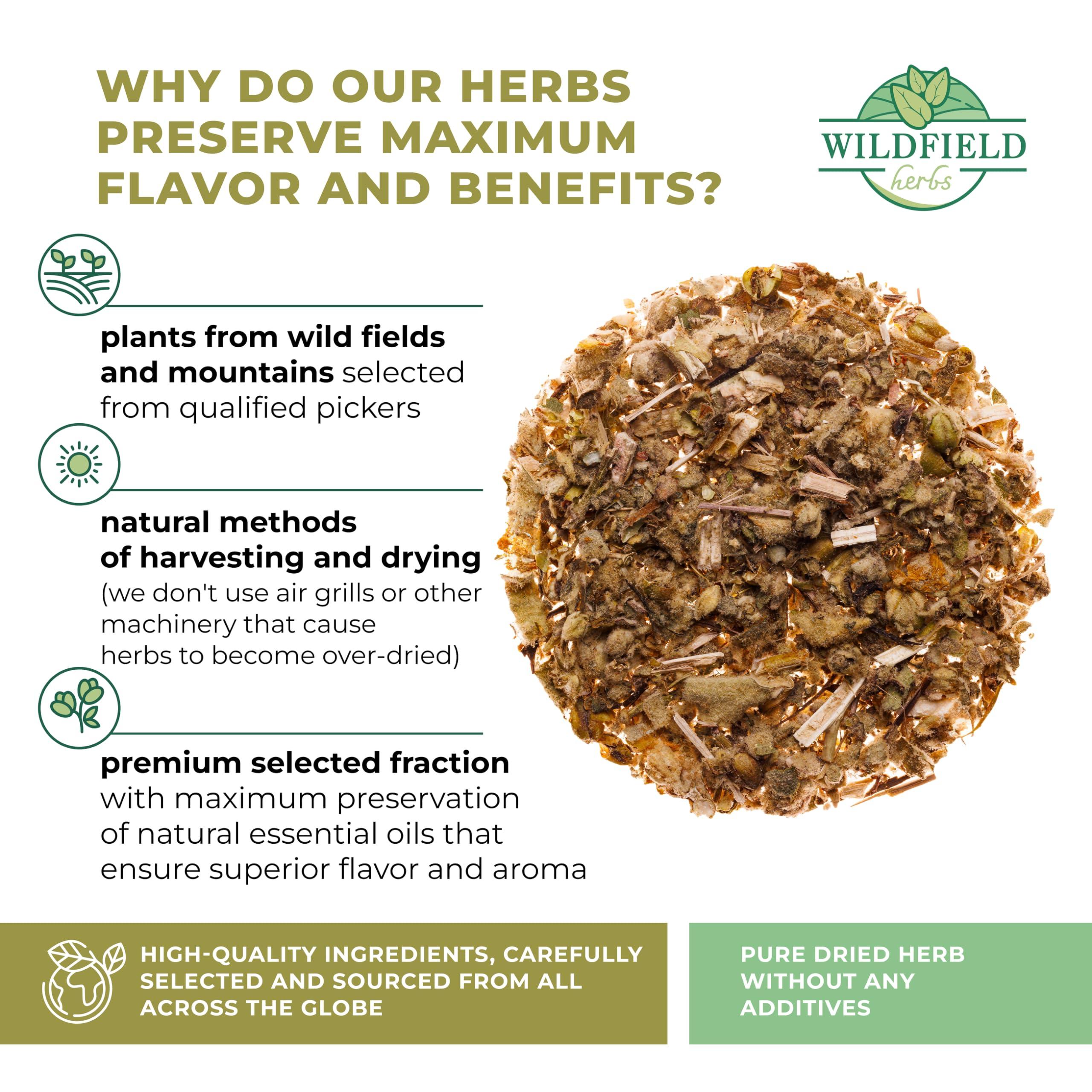 WILDFIELD HERBS 40 Mullen Tea Mullein Tea Leaf (Verbscum L.) - 40 Count 1.5g Tea Bags Mullen Leaves Mullein Loose Leaf Tea Hoja de gordolobo