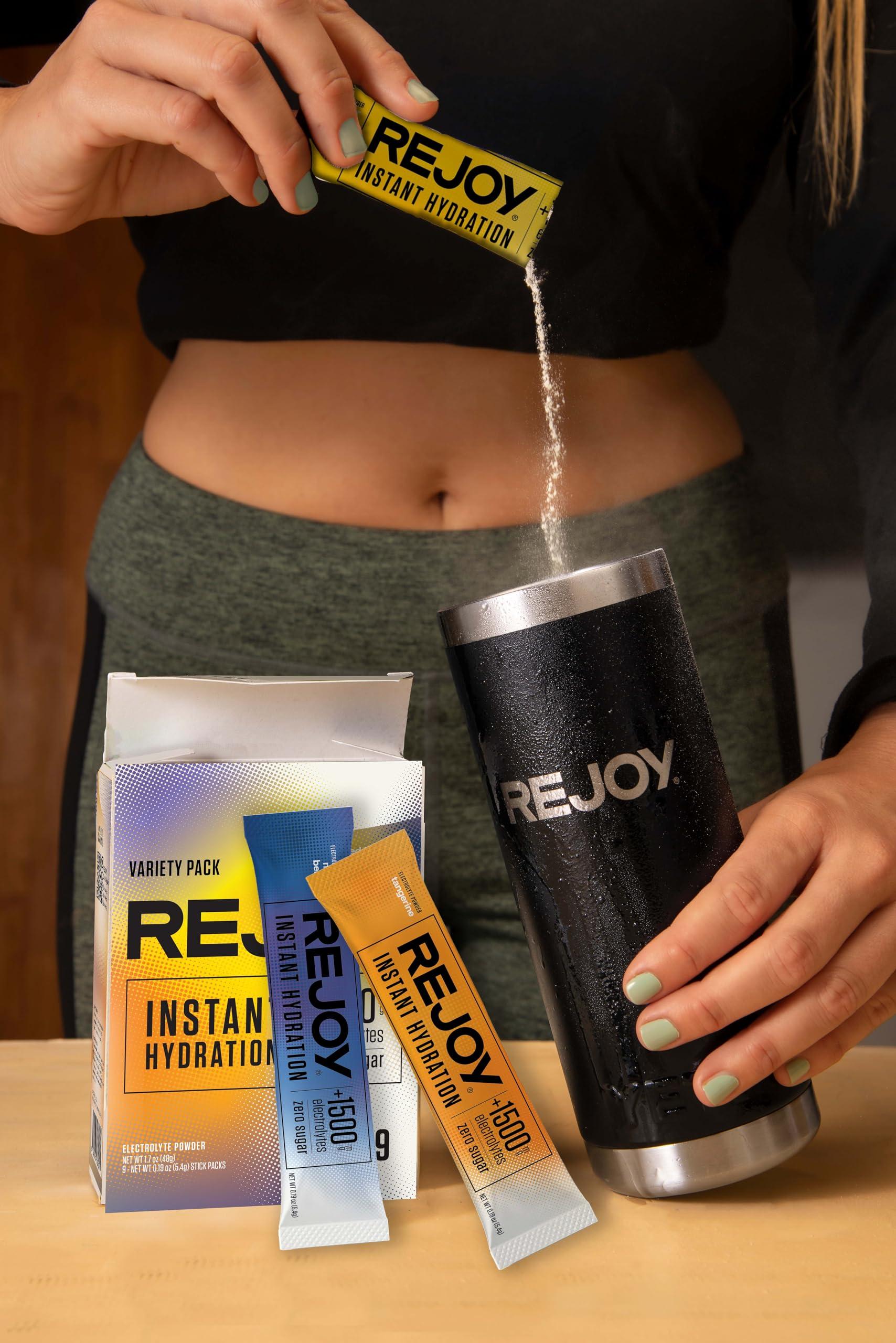 Rejoy REJOY Electrolyte Powder Packets, 9 Sticks Hydration Drink Mix Supplement Sugar Free, Keto and Paleo Friendly, Vegan, Non-GMO, Easy Open Single-Serving Stick (Variety Pack)