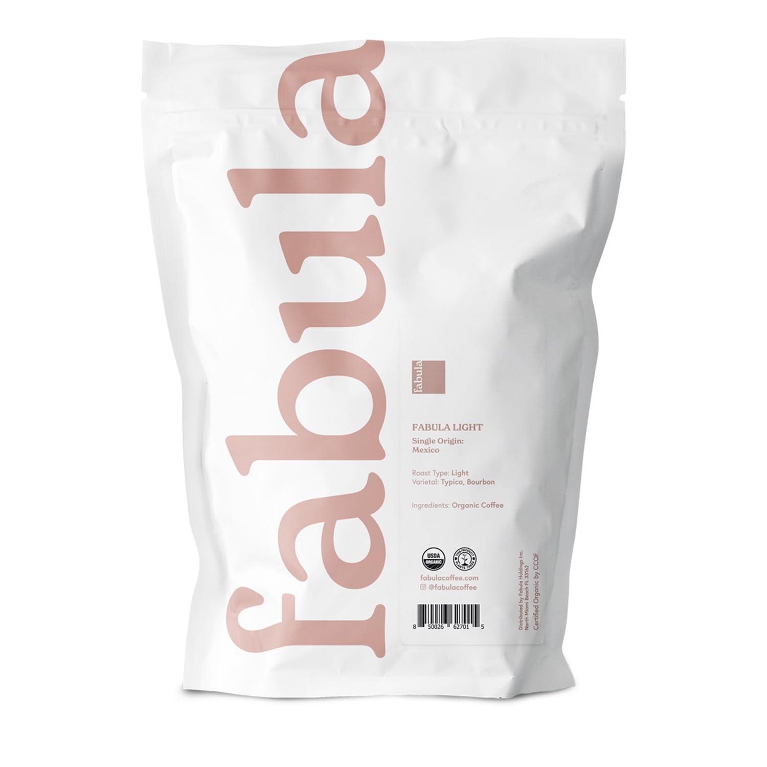 Fabula Fabula Coffee Light Roast Whole Beans - Organic - Low Acid - Single Origin - Non-GMO - Mold Free - 12 Ounces