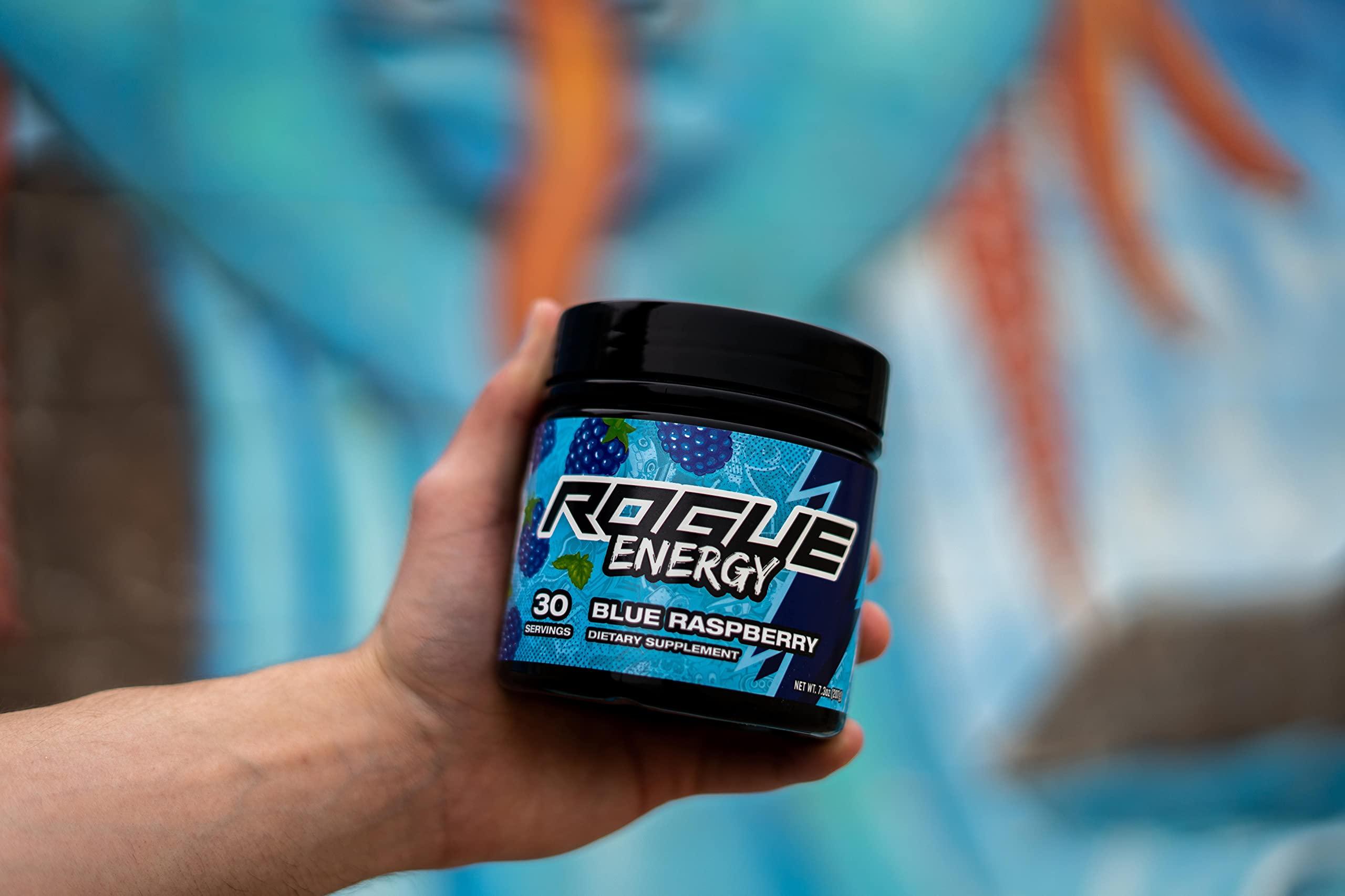 Rogue Energy Rogue Energy Energy Drink Powder for Long Gaming Hours - Energy Powder for Mental Focus - Sugar & Gluten Free - Gaming Supplement with Caffeine & Vitamins - Made in USA (Blue Raspberry - 40 Servings)