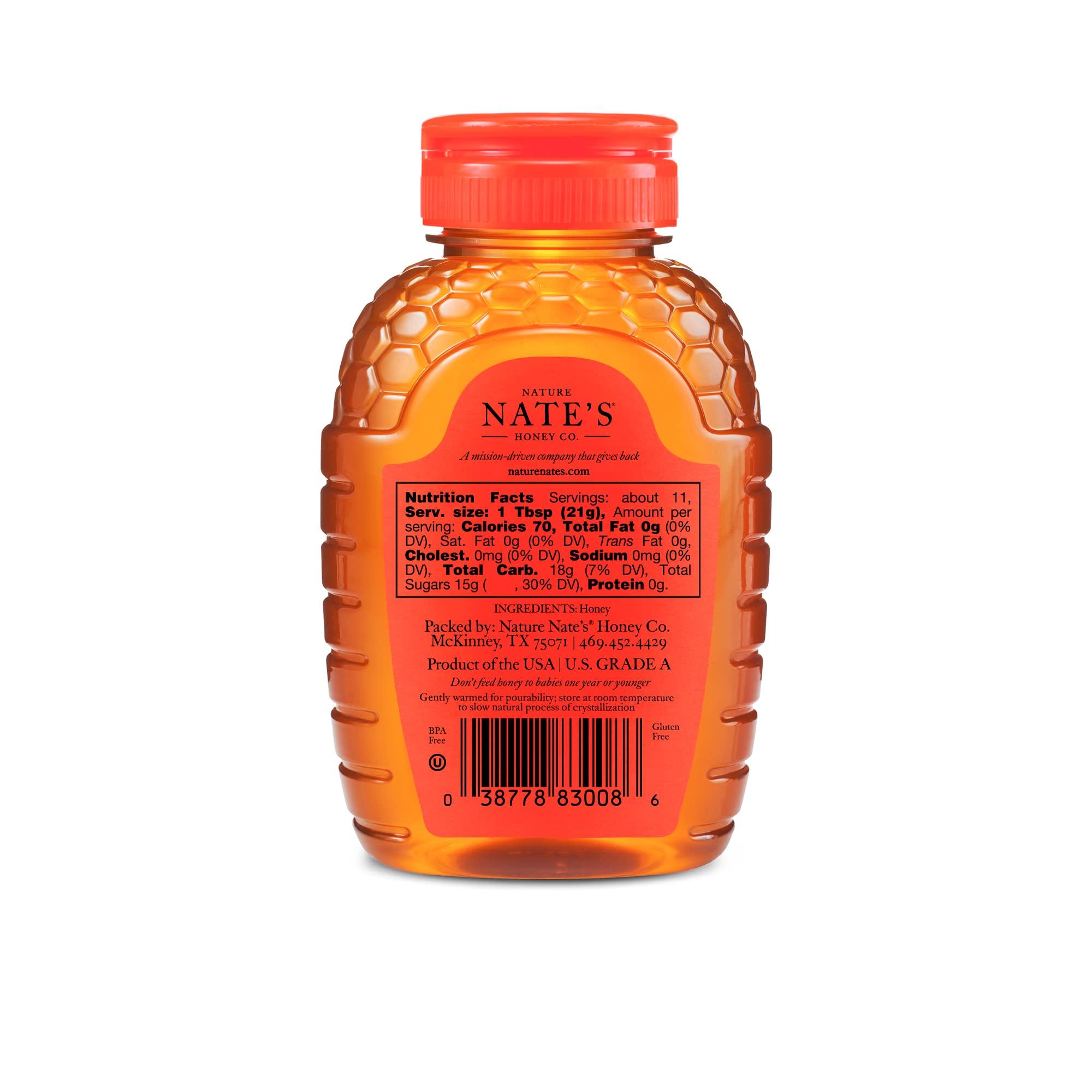 Nature Nate's Nate\'s 100% Pure, Raw & Unfiltered Honey, Award-Winning Taste - 8 oz Squeeze Bottle (4 Pack)