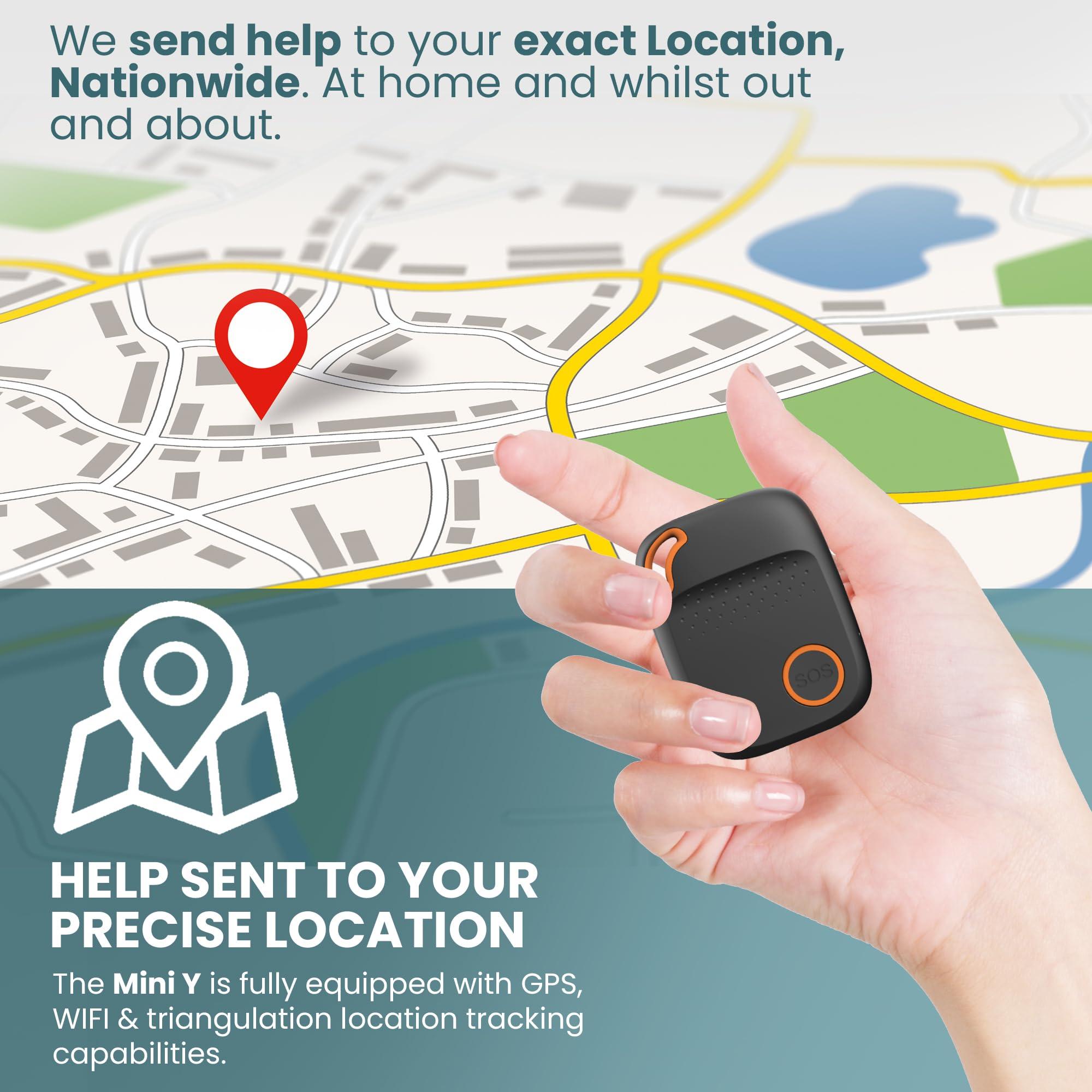 321 Alert Medical Alert System for Seniors with Fall Detection -GPS 4G LTE Cellular SOS Alert System, 24/7 Emergency Monitoring - Call to Activate - Elderly Life Alert Necklace (Mini Y Black)