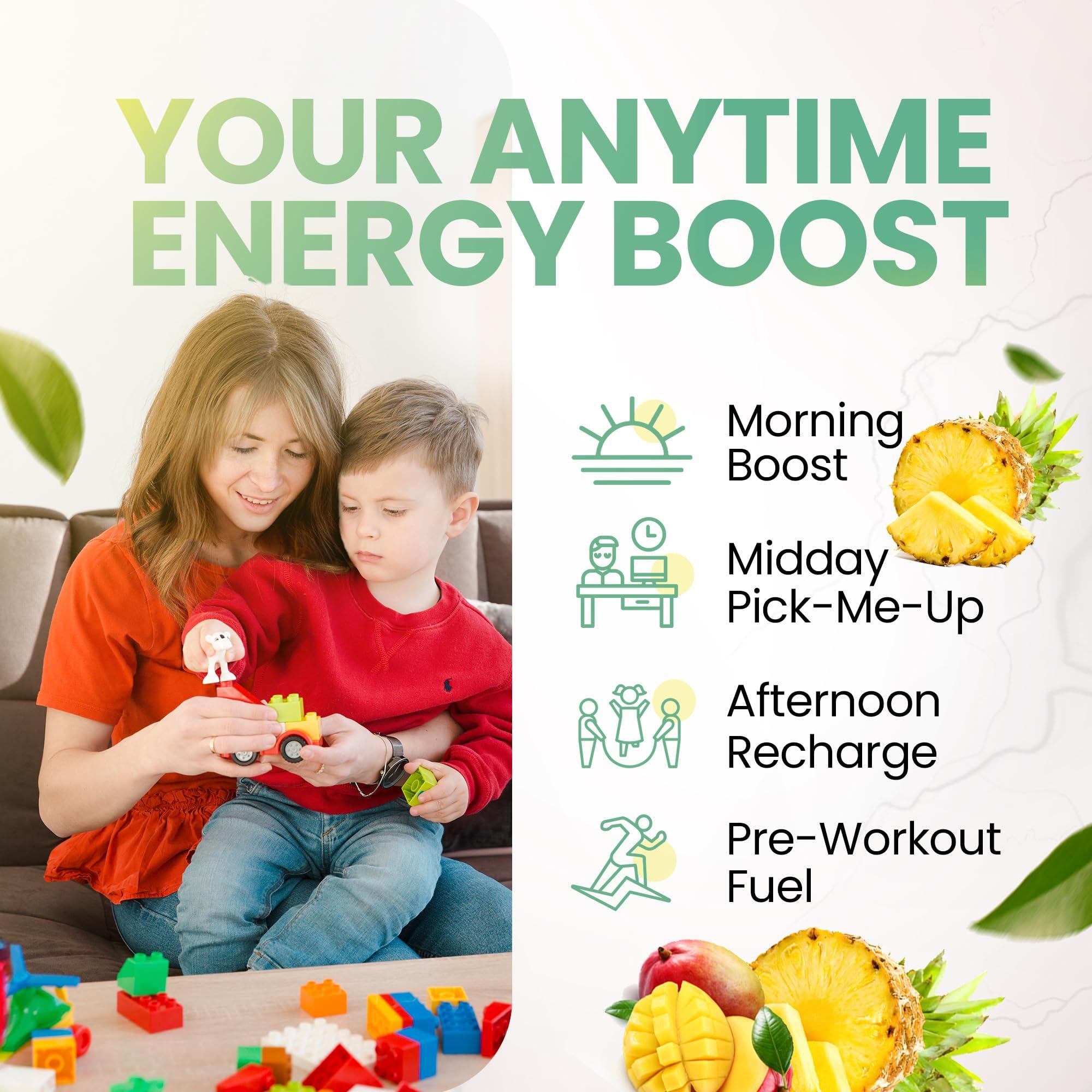 Morning Buzz Energy Drink Powder - Energy Boost Drink Mix - Sugar-Free Energy with Antioxidants - Morning Kickstart and Sports Nutrition Endurance Product - 30 Servings, 8 Ounces (Tropical Fusion)