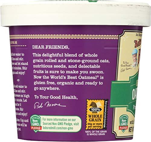 Bob's Red Mill Bob\'s Red Mill Organic Gluten Free Oatmeal Cup, Fruit & Seed, 2.47 Ounce (Pack of 1), Non-GMO, Whole Grain, Kosher