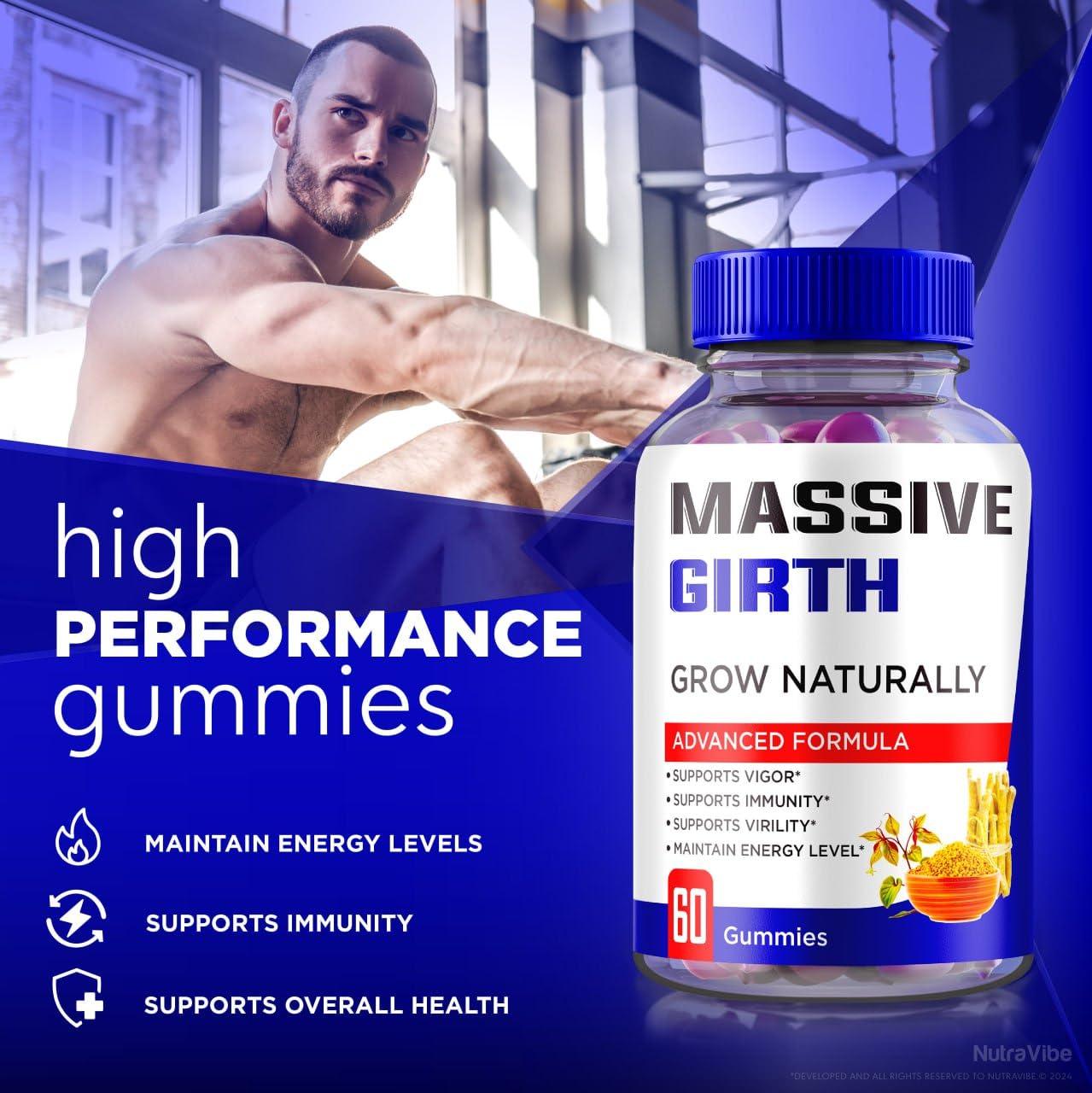 NutraRize Massive Girth Gummies, Official Massive Girth Growth Gummies, All Natural Supplement to Grow Naturally, MassiveGirth Performance Support Gummy, Massive Girth Gimmies Review (60 Gummies)
