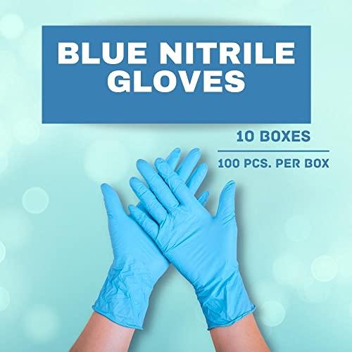 PackagingSuppliesByMail PackagingSuppliesByMail PSBM Nitrile Gloves, Blue, Size Small, 3 Mil, 1000 Count, Powder and Latex Free Disposable Gloves