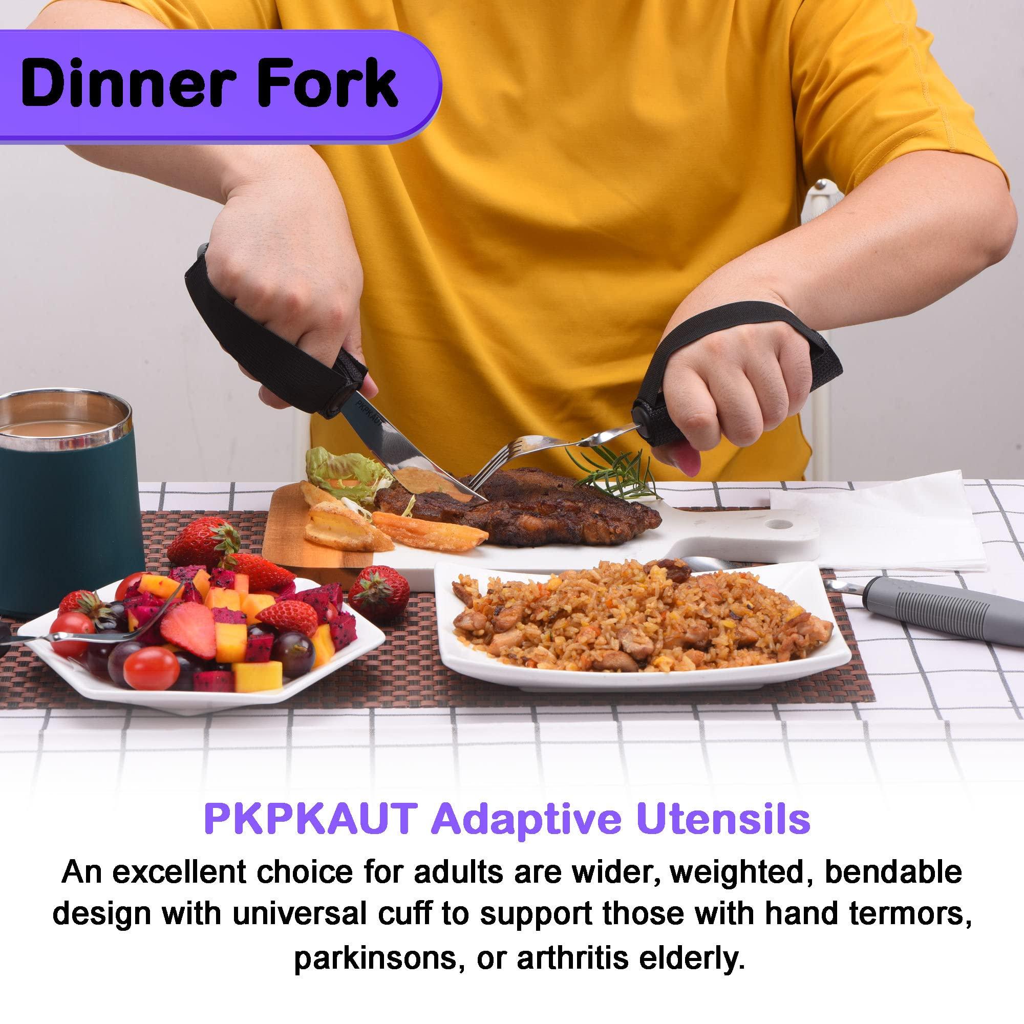 PKPKAUT PKPKAUT Bendable/Weighted Forks for Hand Tremors, Adaptive Handicap Fork for Parkinsons Patients, Parkinson Curved Fork for Shaking Hands, Liftware Angled Arthritis Fork for Adults Disabled Elderly