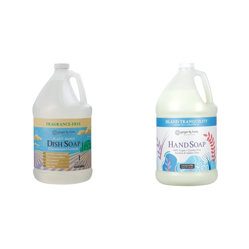 Ginger Lily Farms Ginger Lily Farms Botanicals Plant-Based Liquid Dish Soap, Concentrated Formula & Botanicals All-Purpose Liquid Hand Soap Refill, Island Tranquility