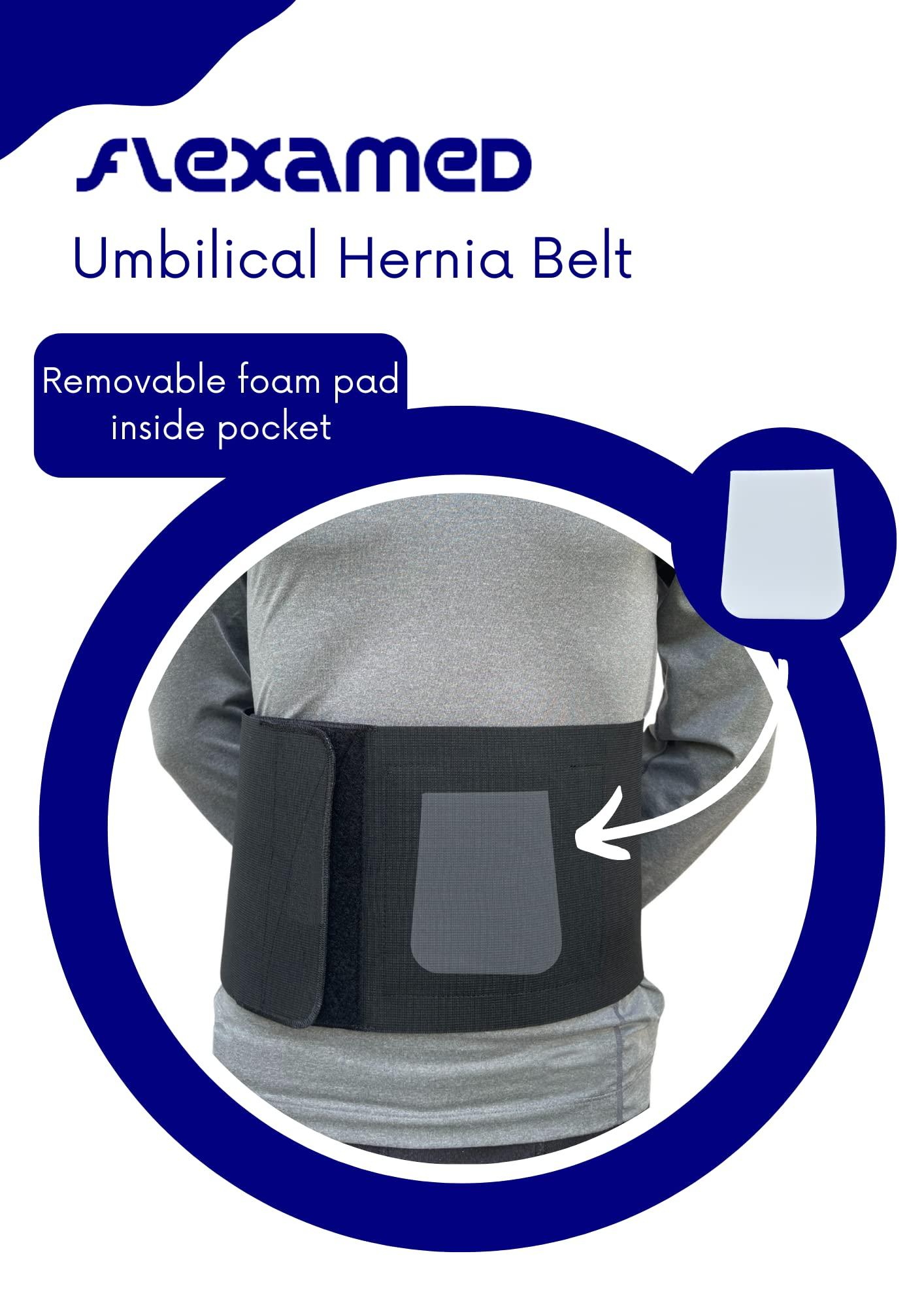 FlexaMed FlexaMed Umbilical Navel Hernia Belt with Compression Pad Black (8 Inch, Medium)