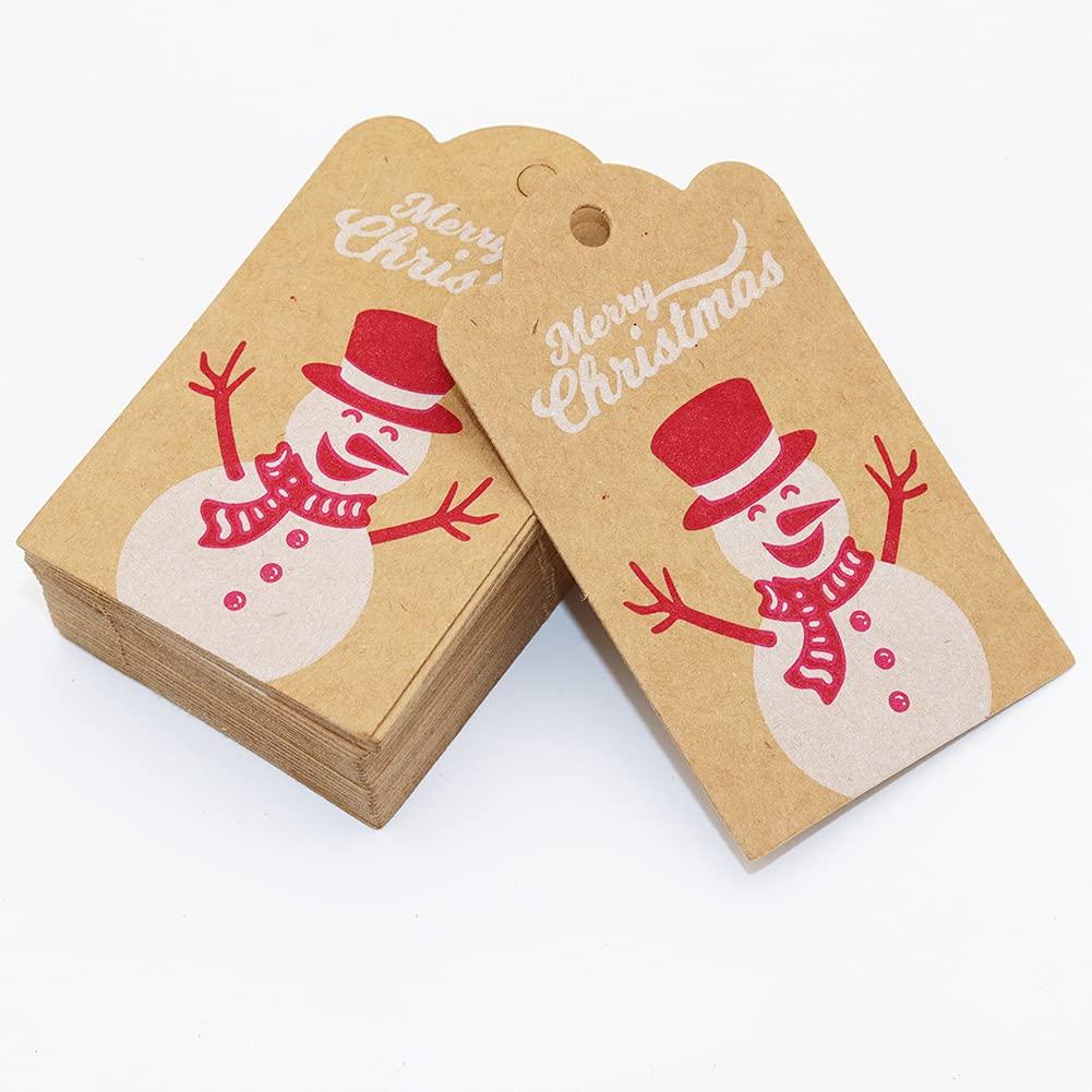 TrlaFy 120PCS Christmas Gift Tags Brown Kraft Paper Christmas Gift Tags Hanging Name Tags Labels with Twine String for Christmas Gift Wrap, DIY Arts and Crafts, Wedding