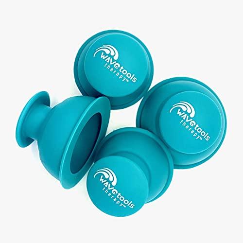 Wavetools Therapy \"Riptide\" Sport Cupping set of 4 push cups in case by Wavetools Therapy ideal for dynamic cupping, two suctions strengths