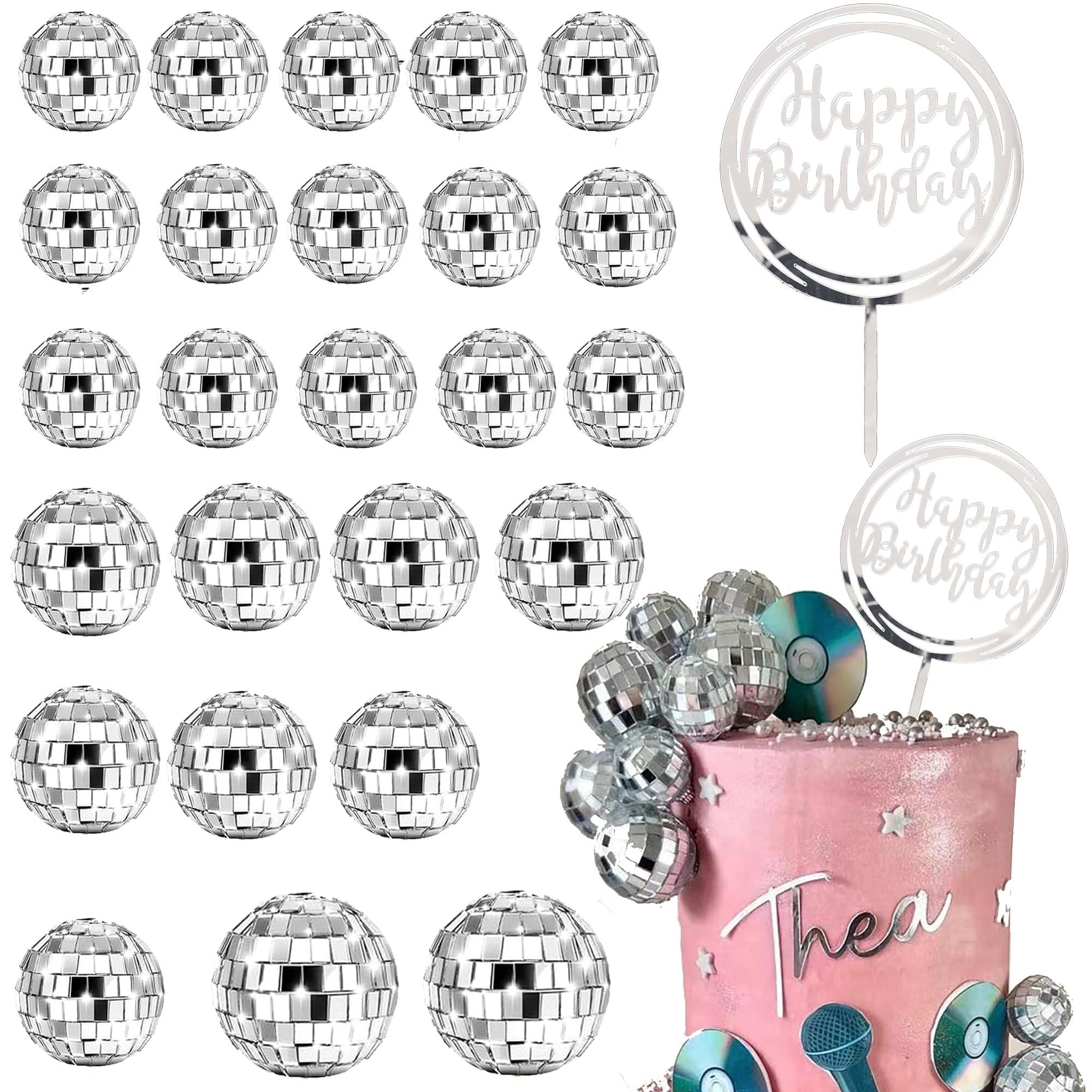 itianxi 26 PCS Disco Ball Cake Toppers Mini Disco Cowgirl Cupcake Toppers 1970s Disco Cakes Toppers Disco Party Decor Bachelorette Cake Topper for Disco Ball Party Decorations Birthday Cake Decorations
